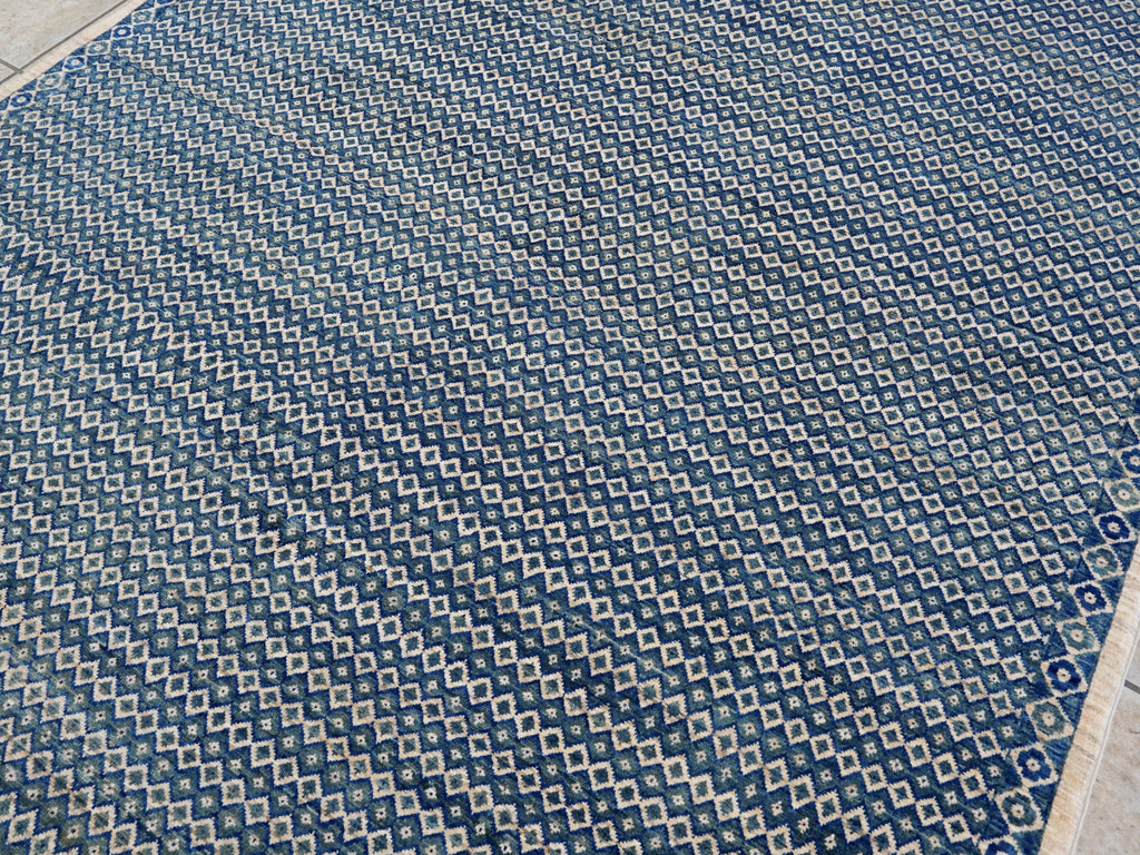 5x8 Ft Blue Gabbeh Rug - Hand Knotted Wool Area Rug