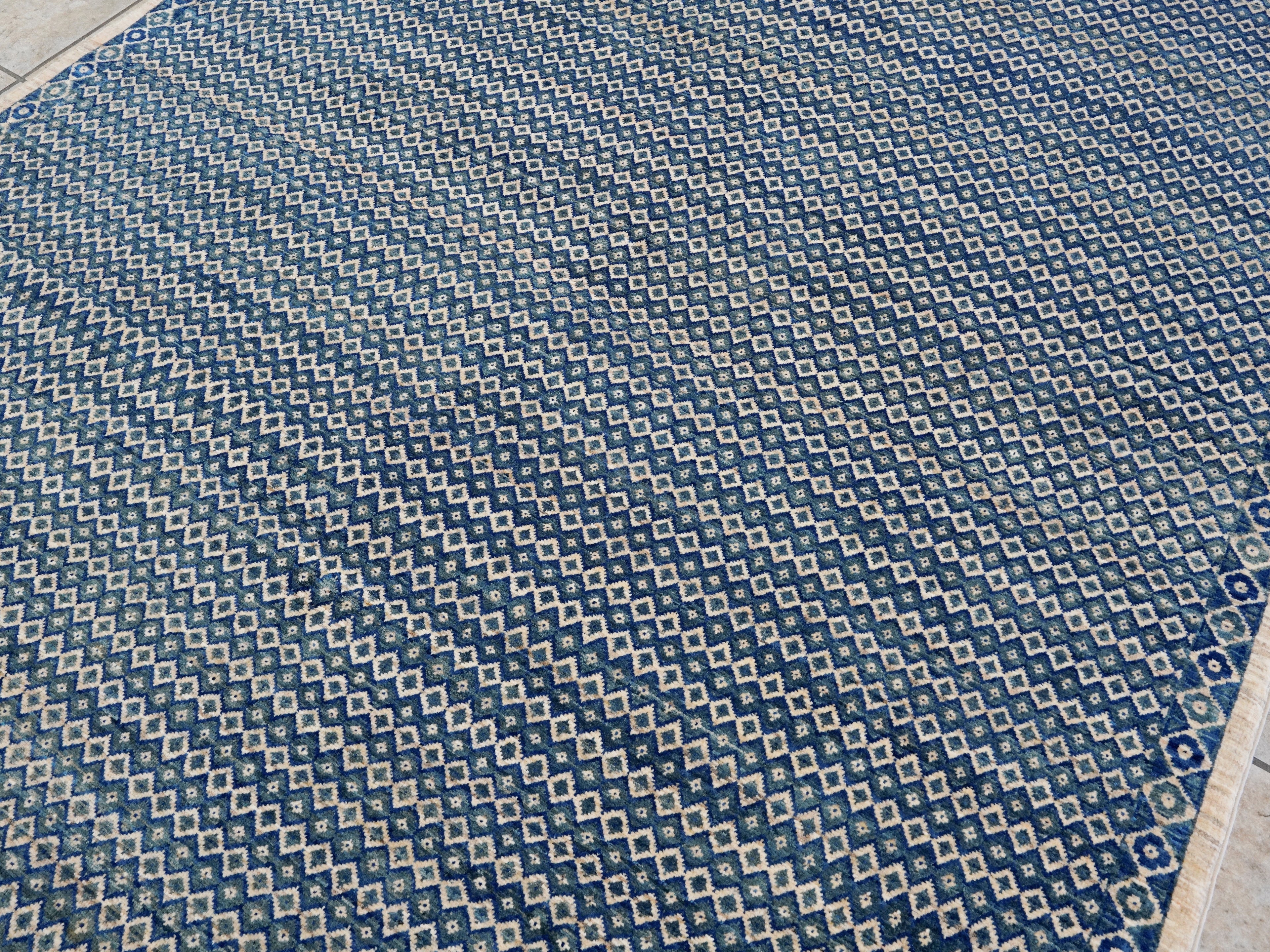 5x8 Ft Blue Gabbeh Rug - Hand Knotted Wool Area Rug