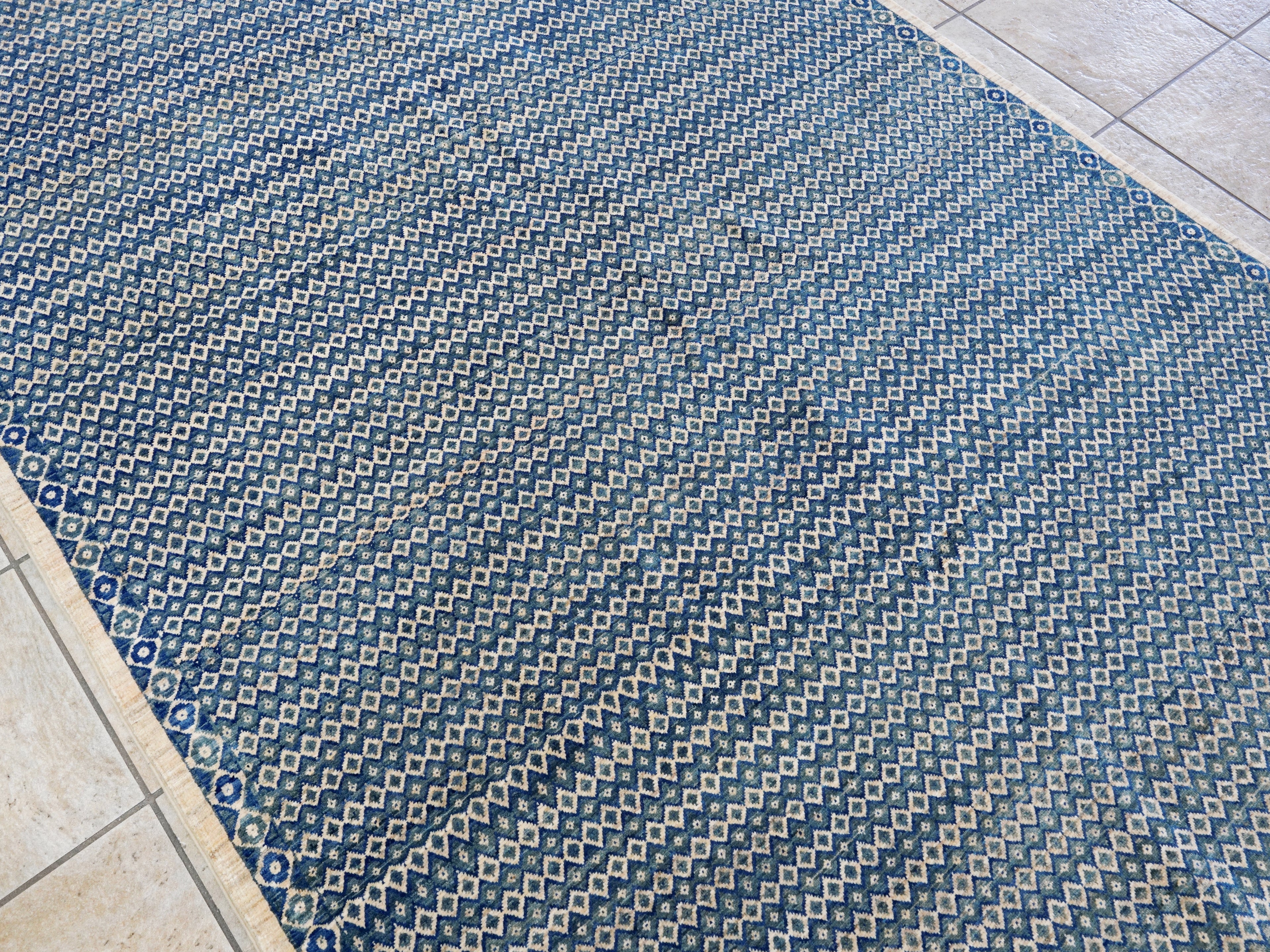 5x8 Ft Blue Gabbeh Rug - Hand Knotted Wool Area Rug