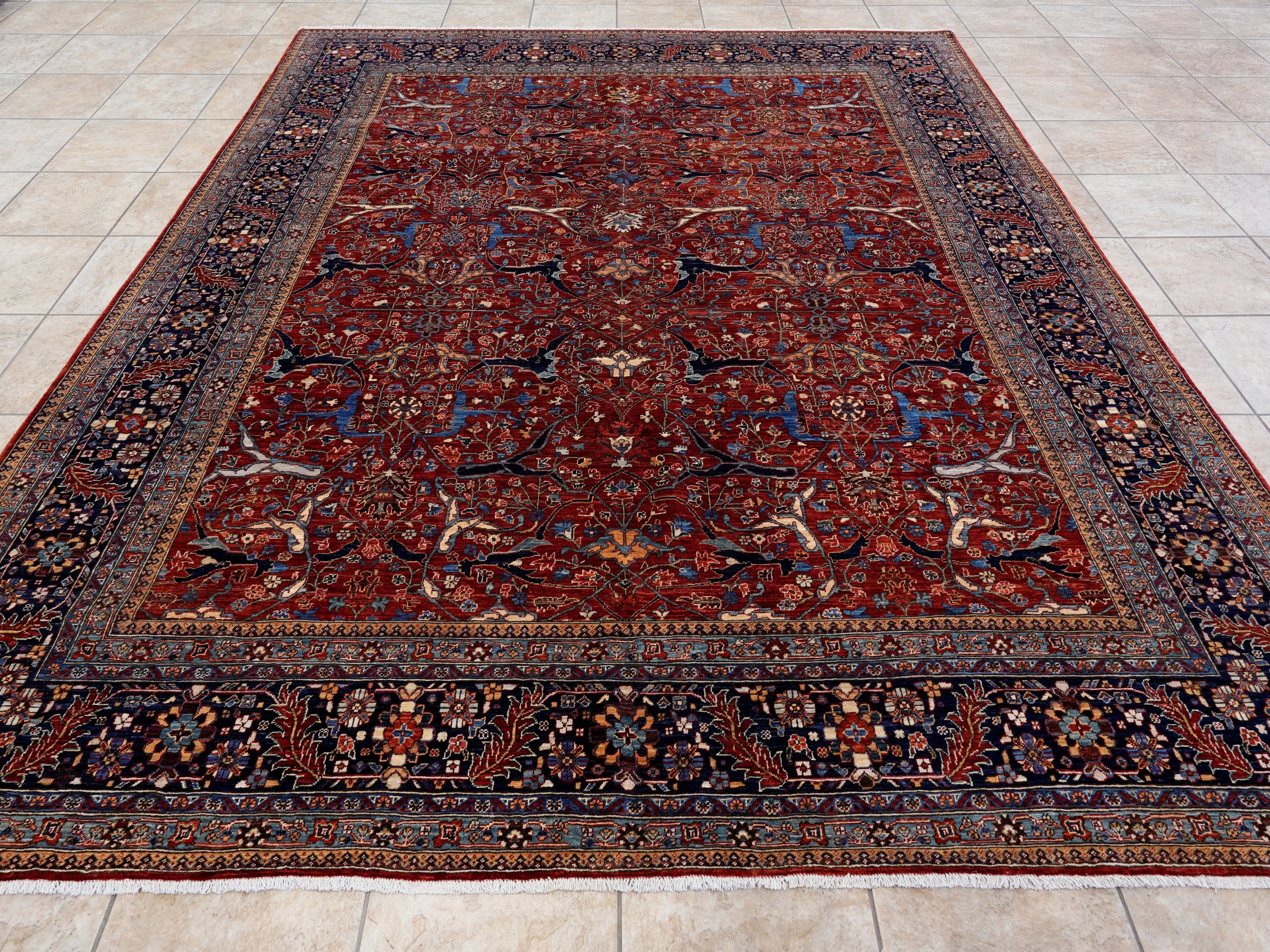 8x10 Ft Red Afghan Oriental Rug - Hand Knotted Area Rug