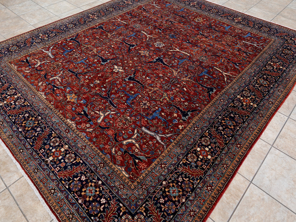 8x10 Ft Red Afghan Oriental Rug - Hand Knotted Area Rug
