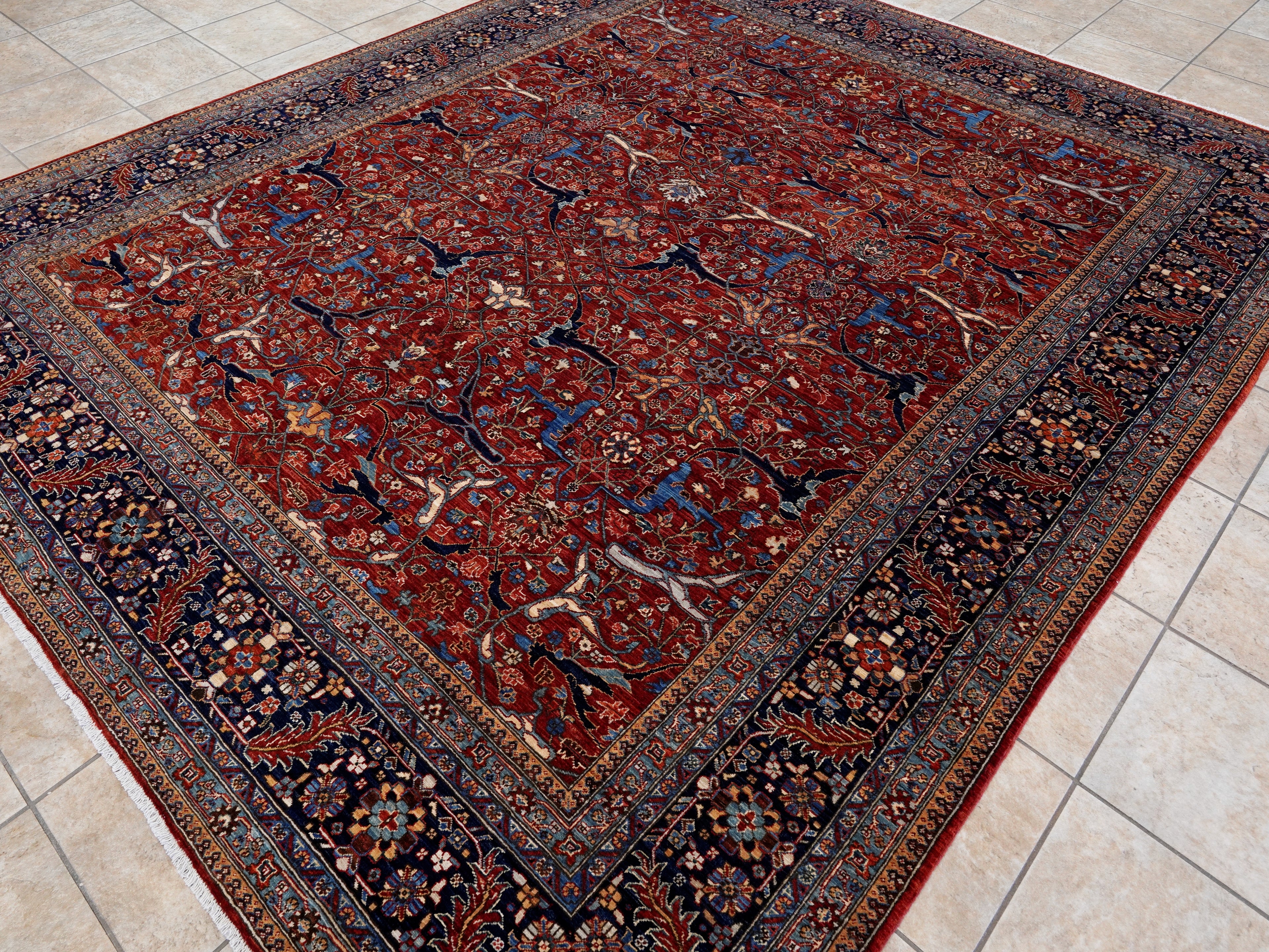 8x10 Ft Red Afghan Oriental Rug - Hand Knotted Area Rug