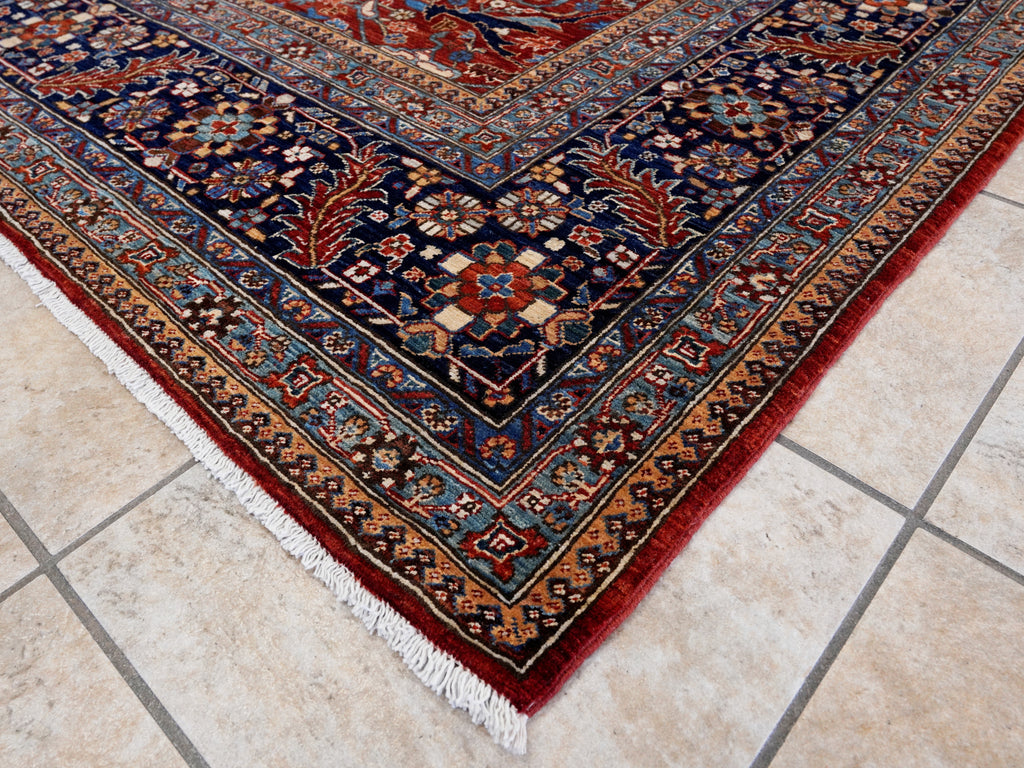 8x10 Ft Red Afghan Oriental Rug - Hand Knotted Area Rug