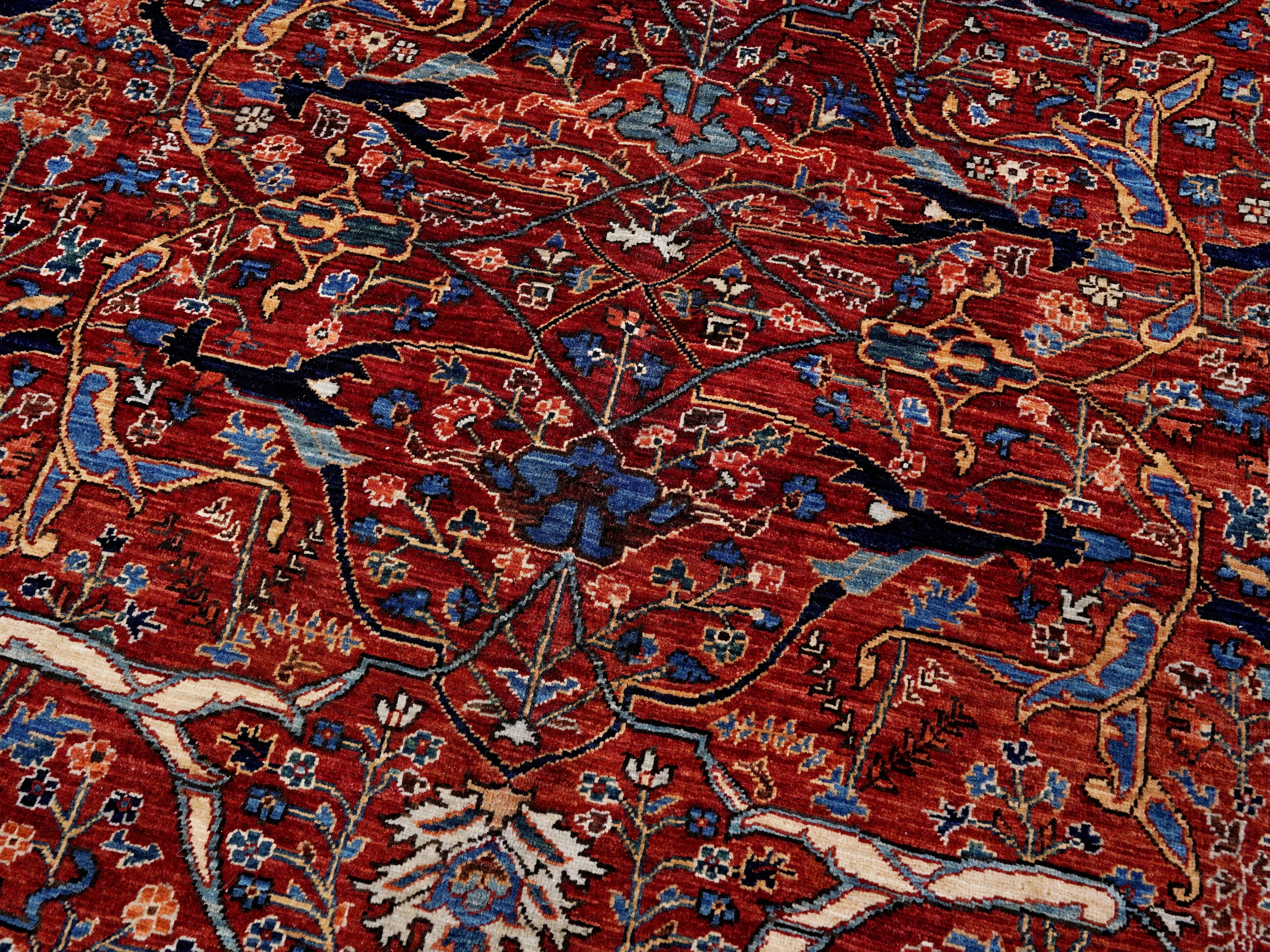 8x10 Ft Red Afghan Oriental Rug - Hand Knotted Area Rug