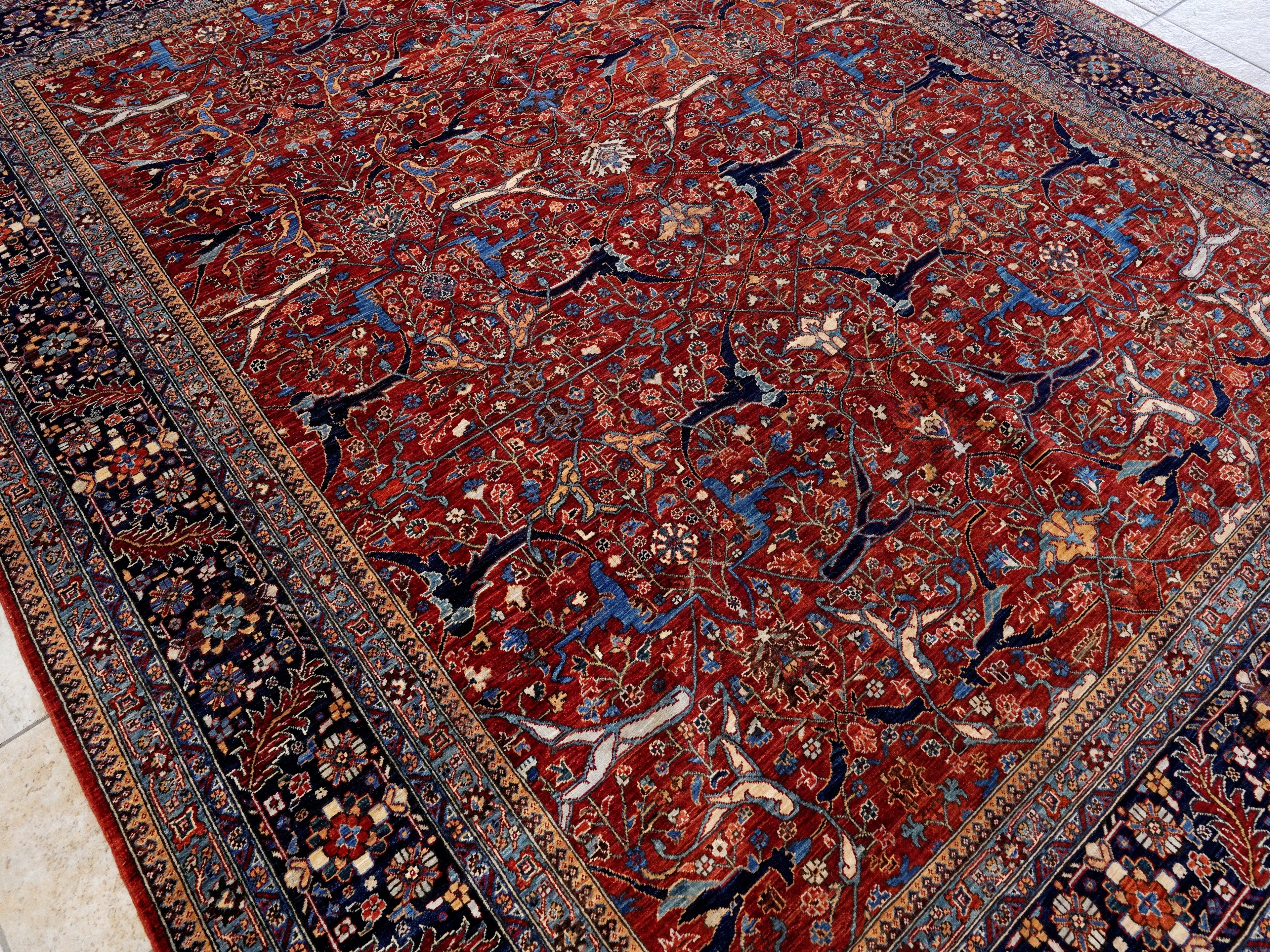 8x10 Ft Red Afghan Oriental Rug - Hand Knotted Area Rug