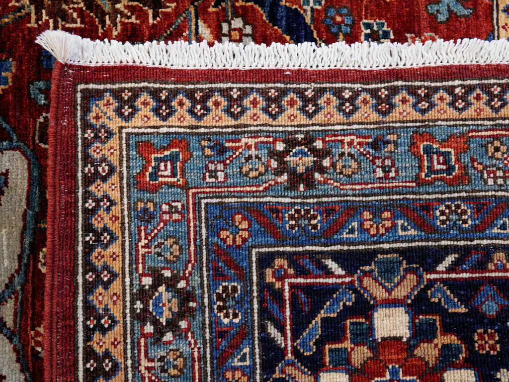 8x10 Ft Red Afghan Oriental Rug - Hand Knotted Area Rug