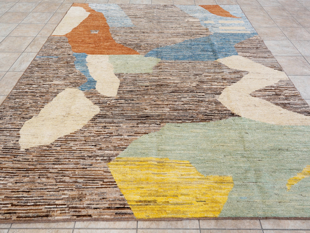 8x10 Ft Abstract Moroccan Rug - Hand Knotted Area Rug