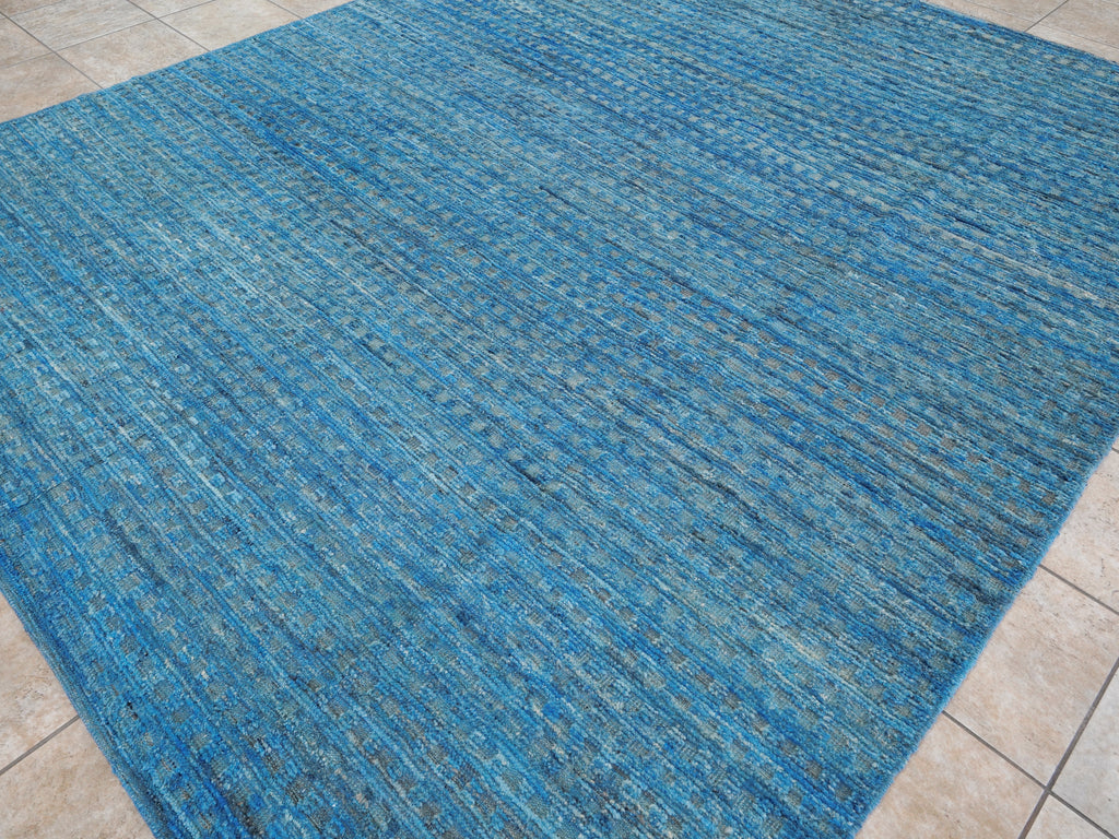 8x10 Ft Blue Moroccan Rug - Hand Knotted Area Rug