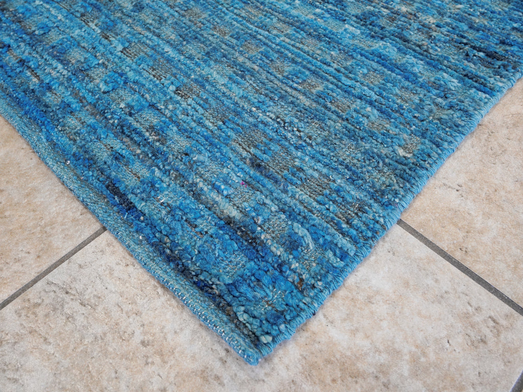 8x10 Ft Blue Moroccan Rug - Hand Knotted Area Rug