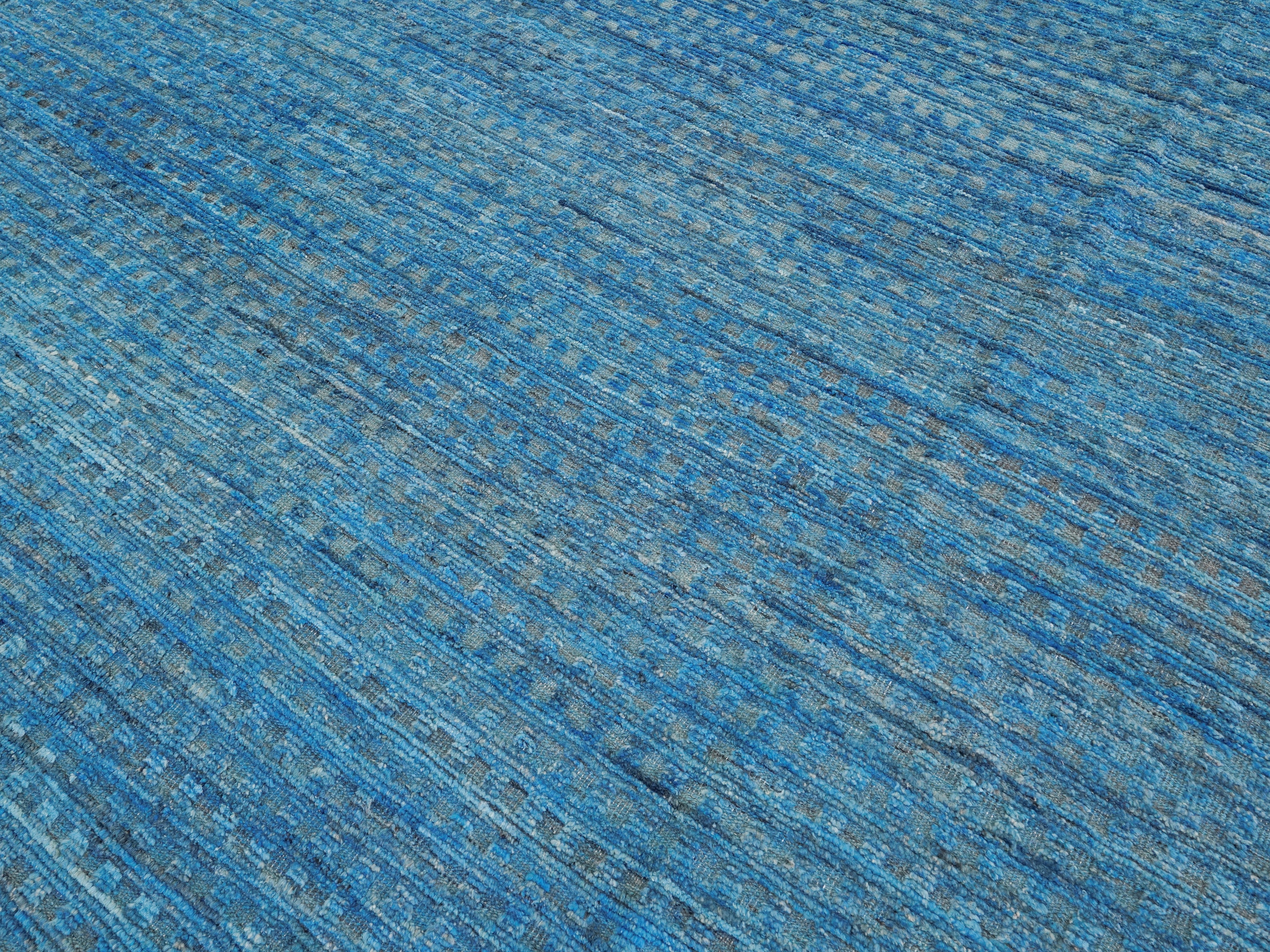 8x10 Ft Blue Moroccan Rug - Hand Knotted Area Rug