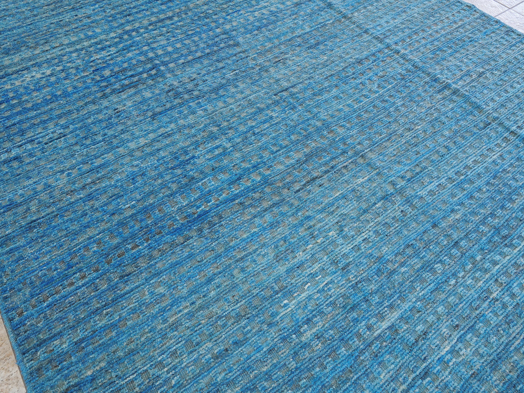 8x10 Ft Blue Moroccan Rug - Hand Knotted Area Rug