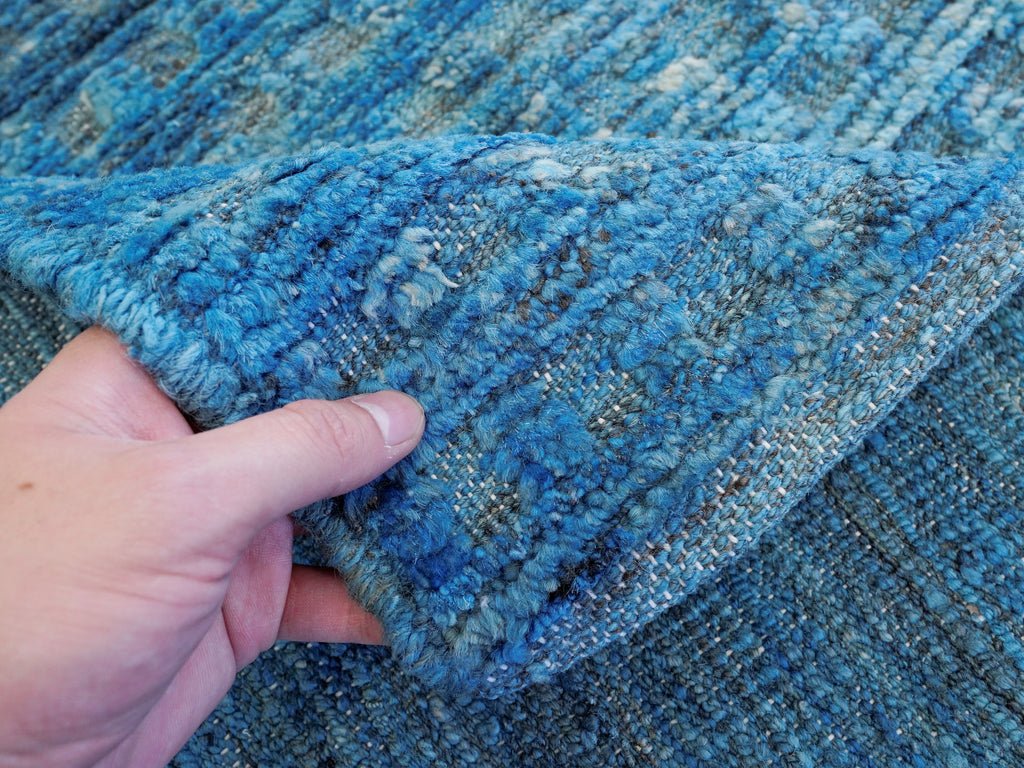 8x10 Ft Blue Moroccan Rug - Hand Knotted Area Rug