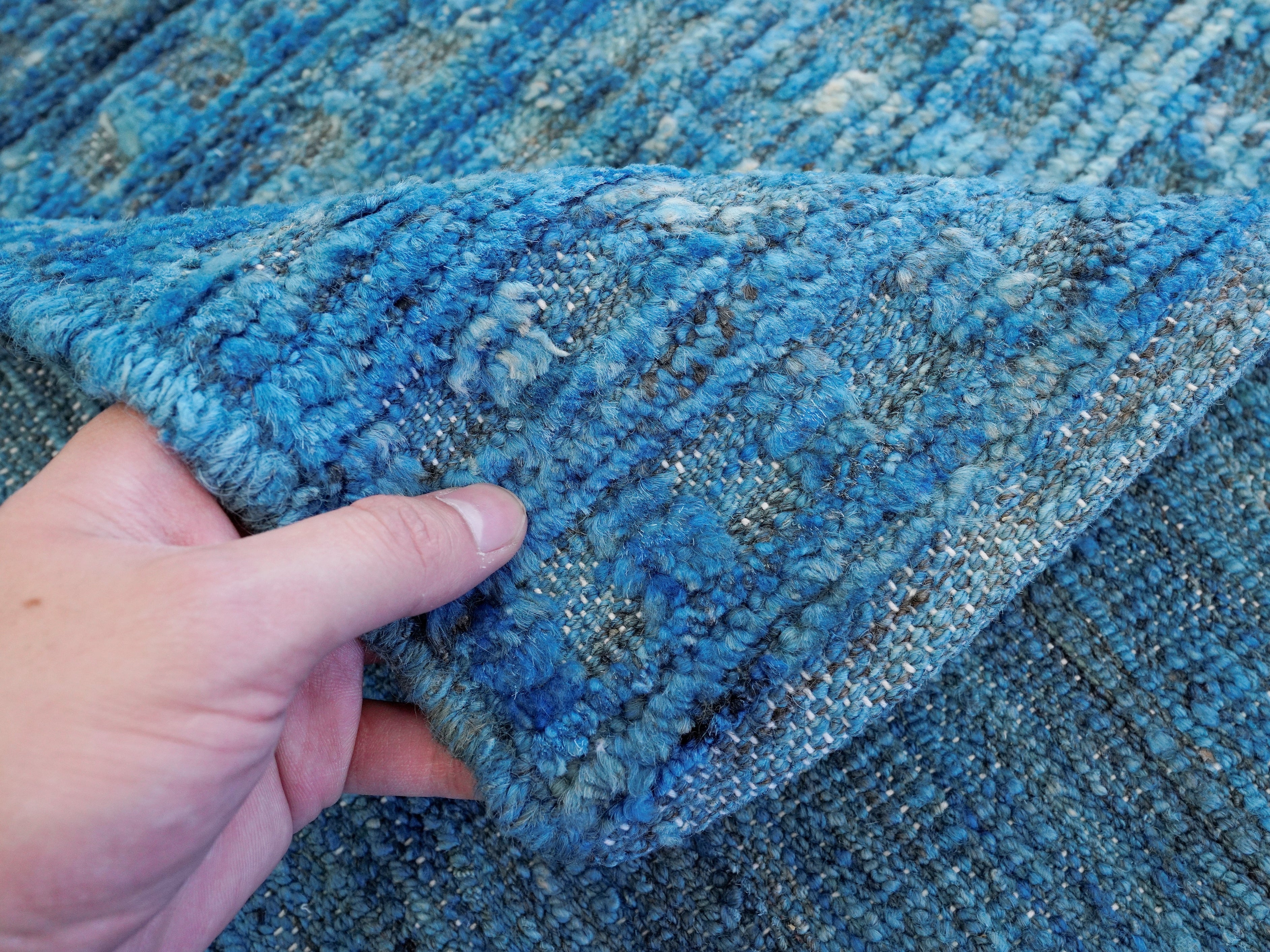 8x10 Ft Blue Moroccan Rug - Hand Knotted Area Rug