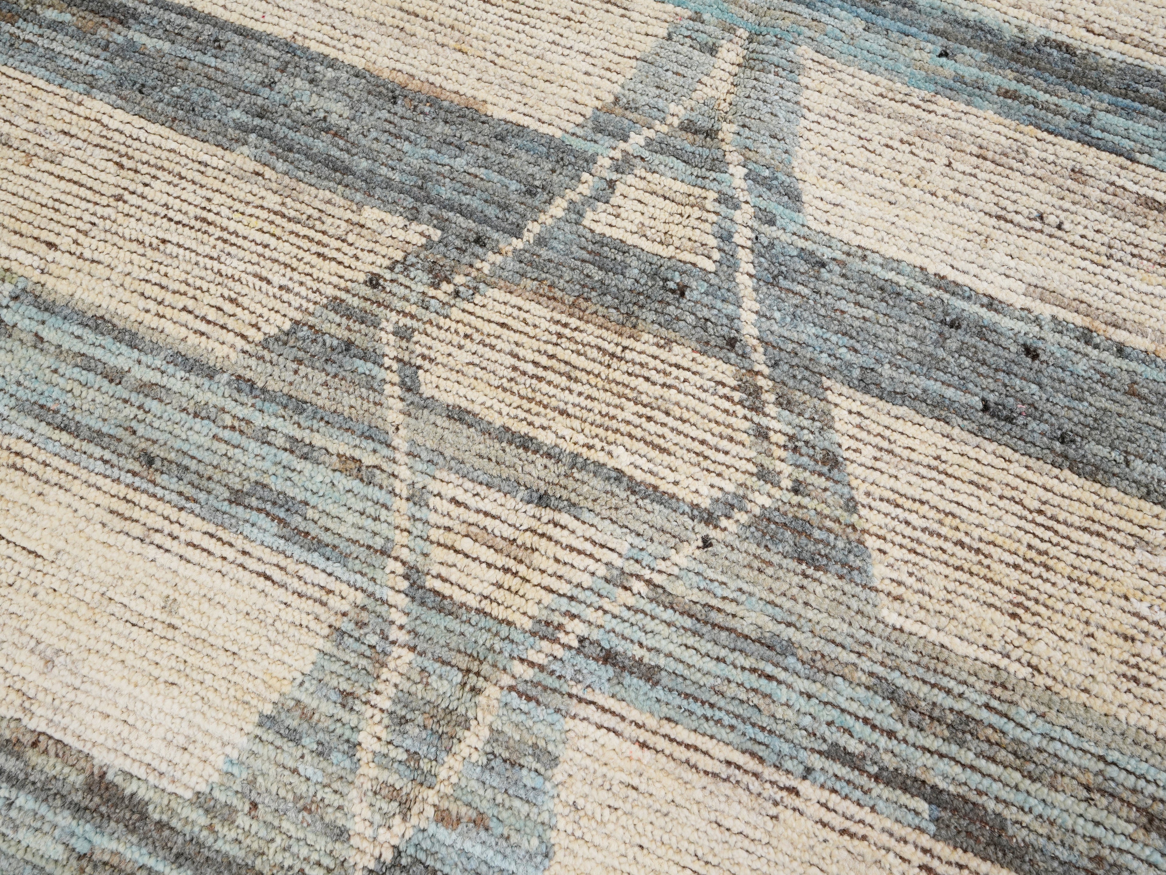 8x10 Ft Beige & Blue Moroccan Rug - Hand Knotted Area Rug