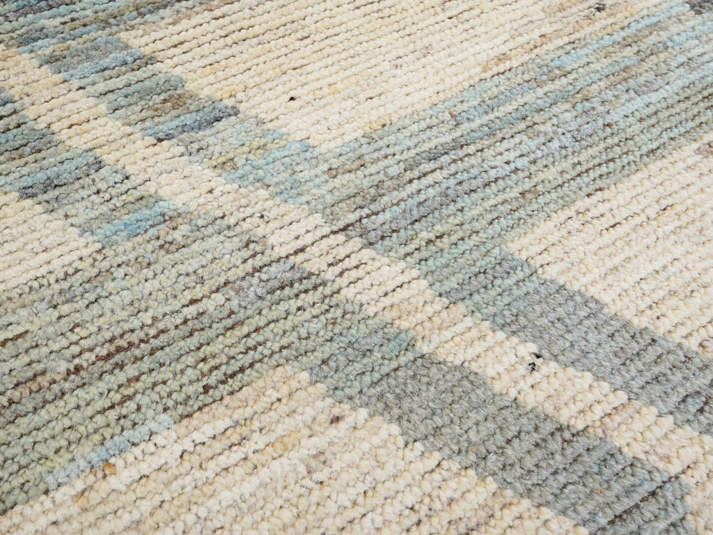8x10 Ft Beige & Blue Moroccan Rug - Hand Knotted Area Rug