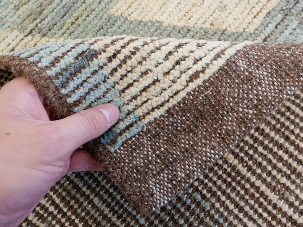 8x10 Ft Beige & Blue Moroccan Rug - Hand Knotted Area Rug
