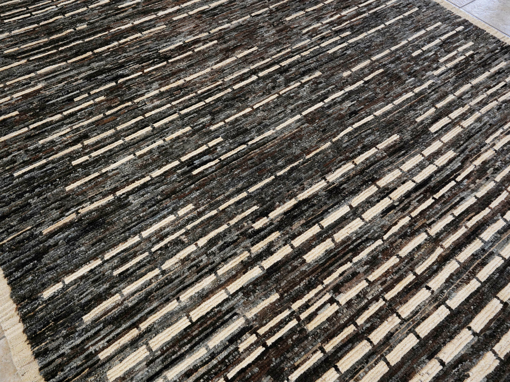 9x10 Ft Brown Moroccan Rug - Hand Knotted Area Rug