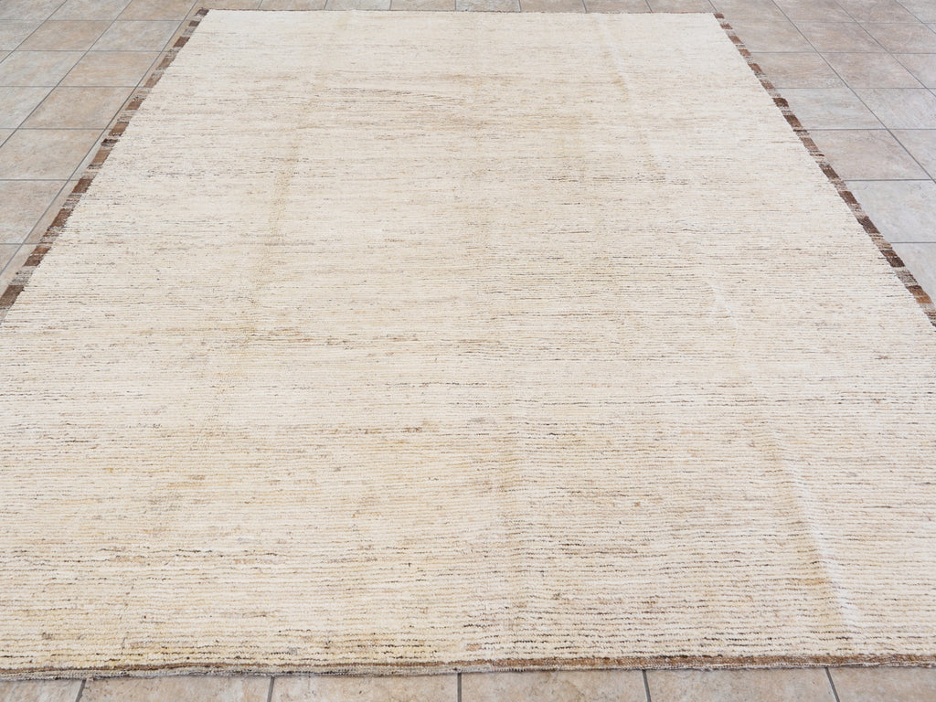 9x10 Ft Beige Moroccan Rug - Hand Knotted Area Rug