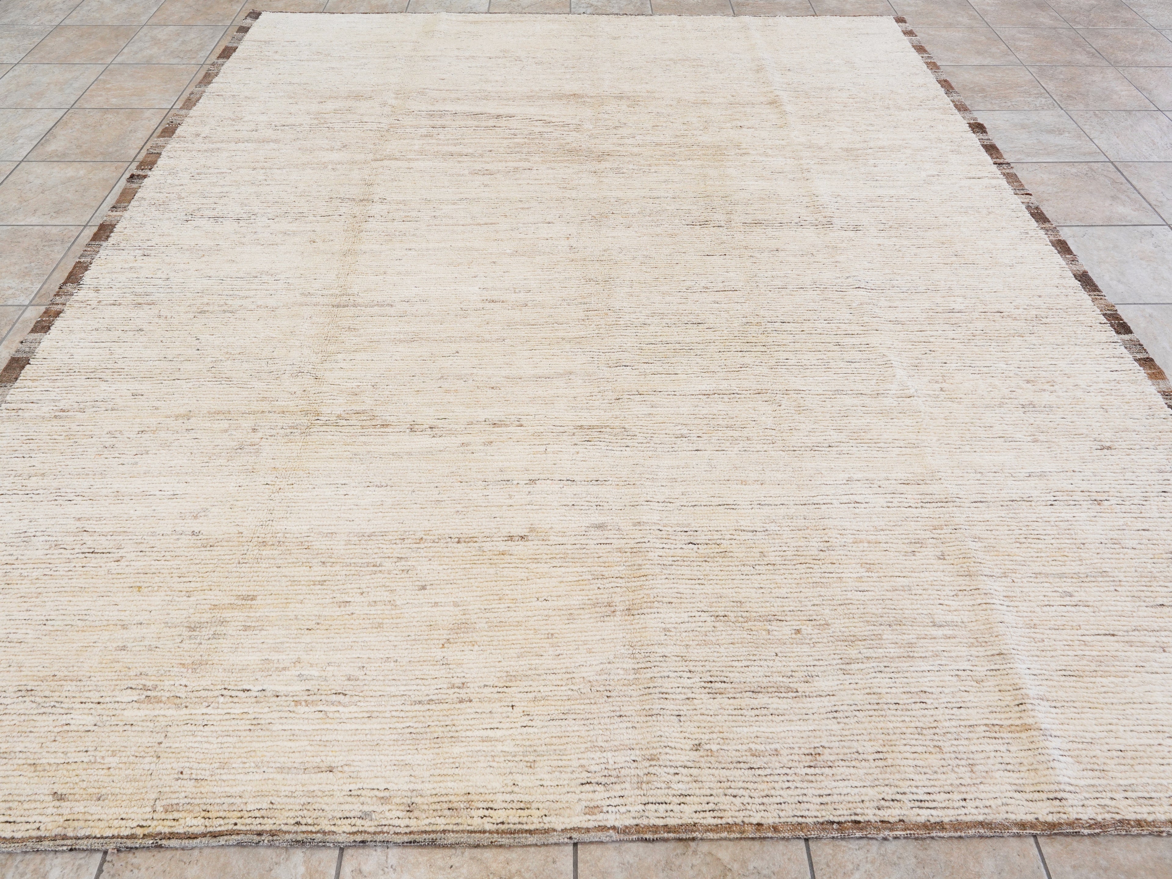9x10 Ft Beige Moroccan Rug - Hand Knotted Area Rug