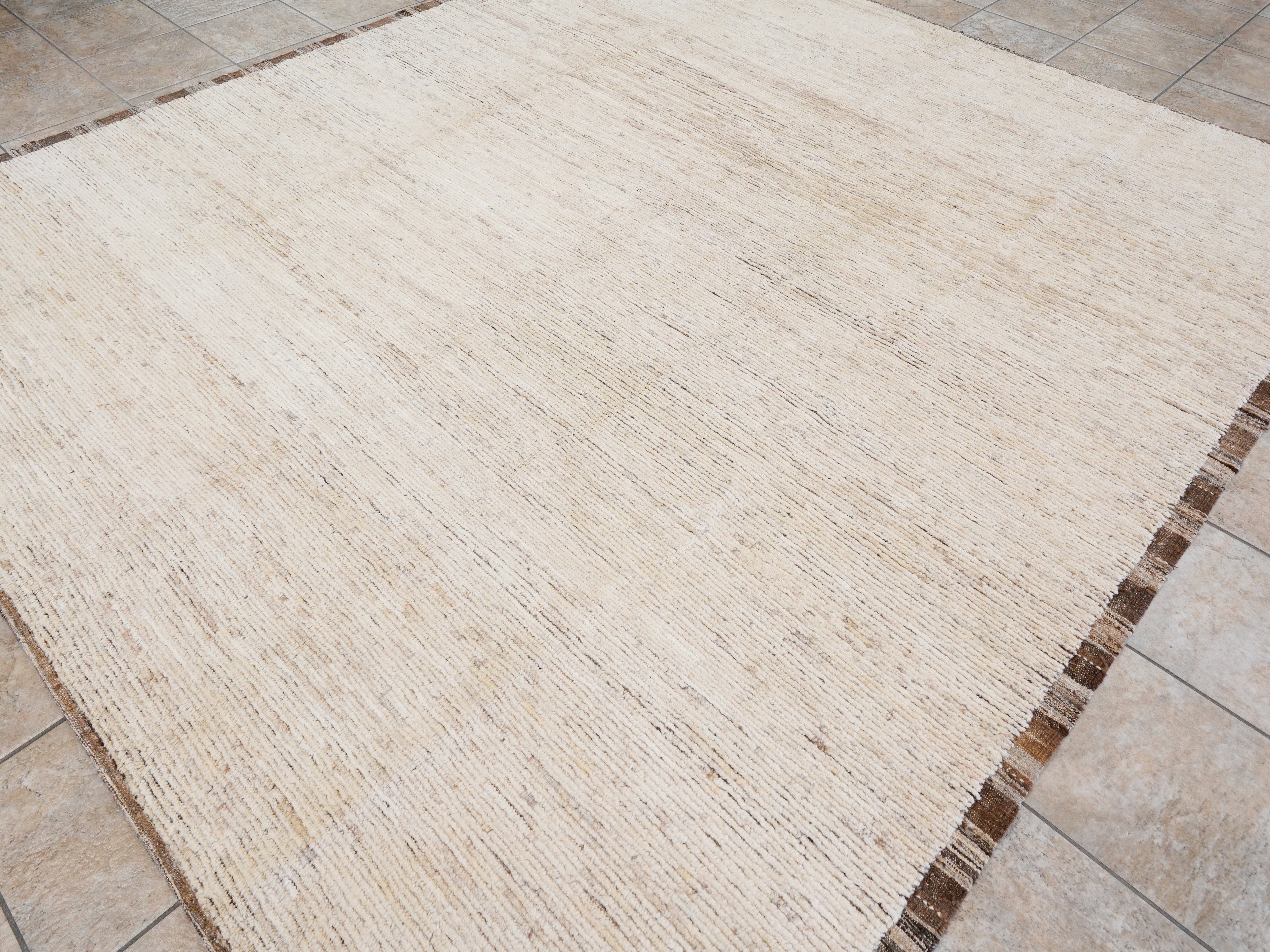 9x10 Ft Beige Moroccan Rug - Hand Knotted Area Rug