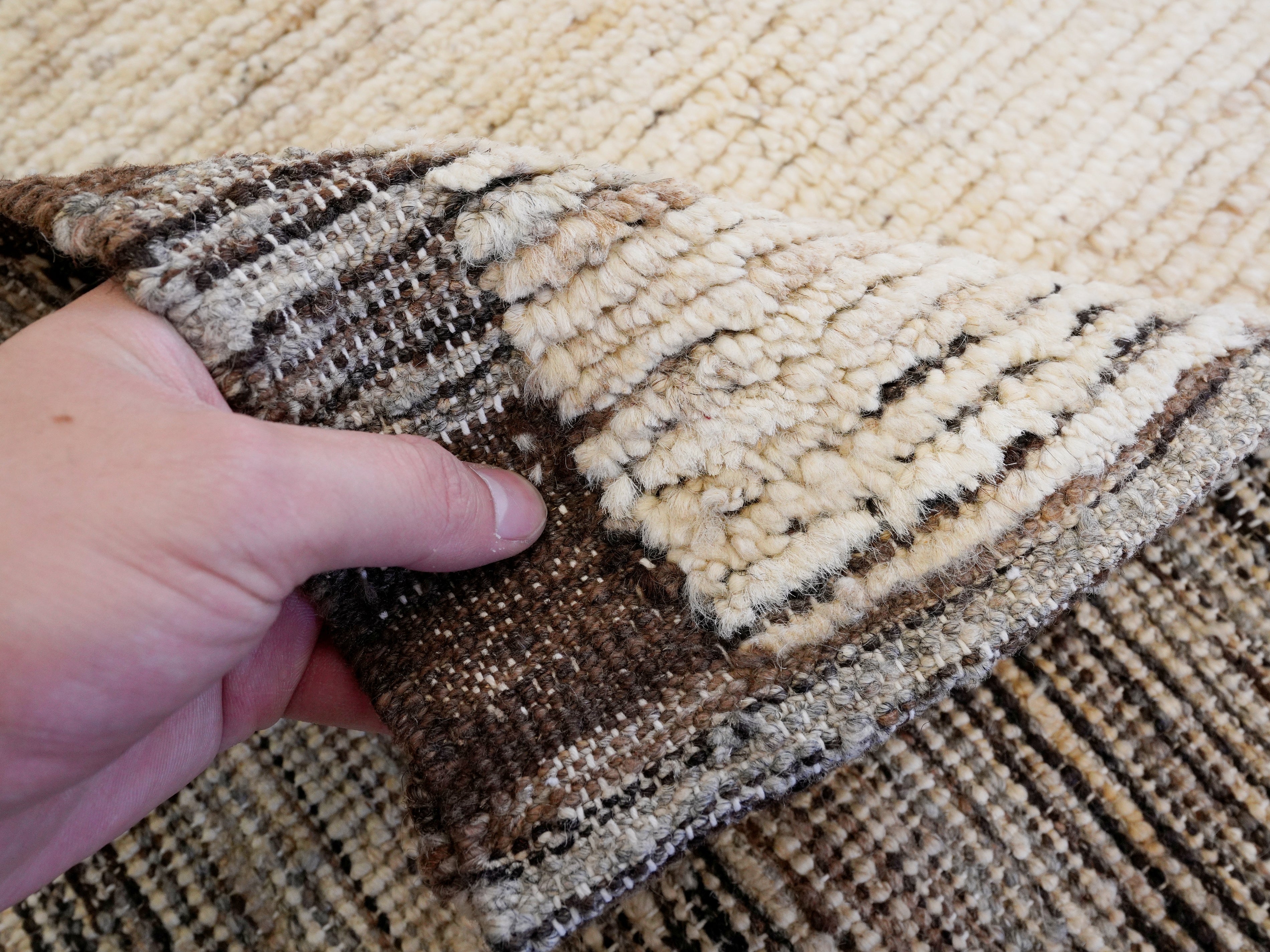 9x10 Ft Beige Moroccan Rug - Hand Knotted Area Rug