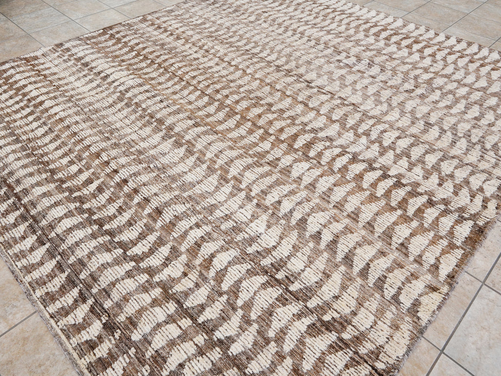 9x10 Ft Beige Moroccan Rug - Hand Knotted Area Rug