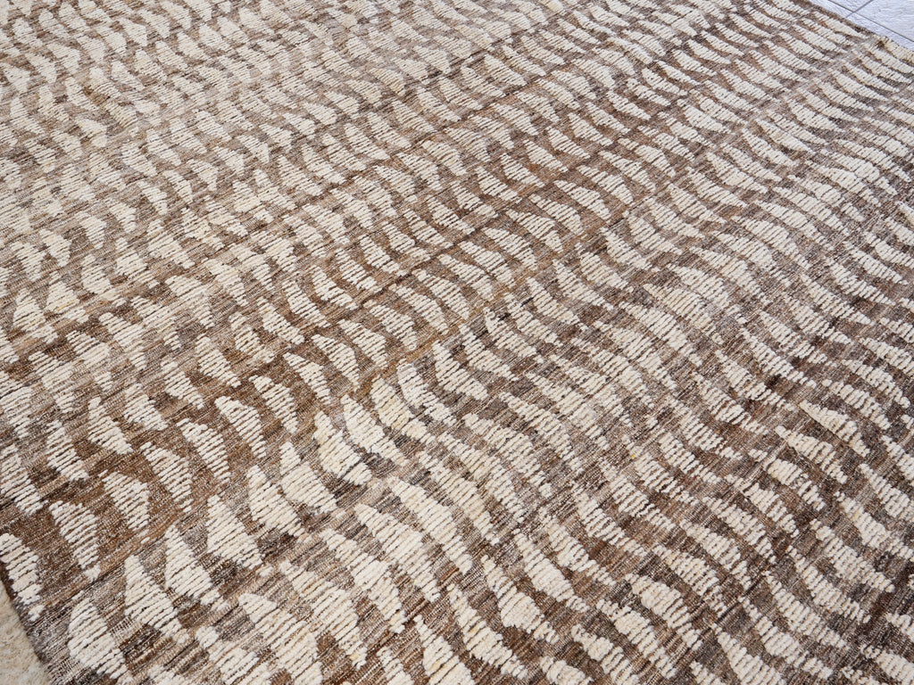 9x10 Ft Beige Moroccan Rug - Hand Knotted Area Rug