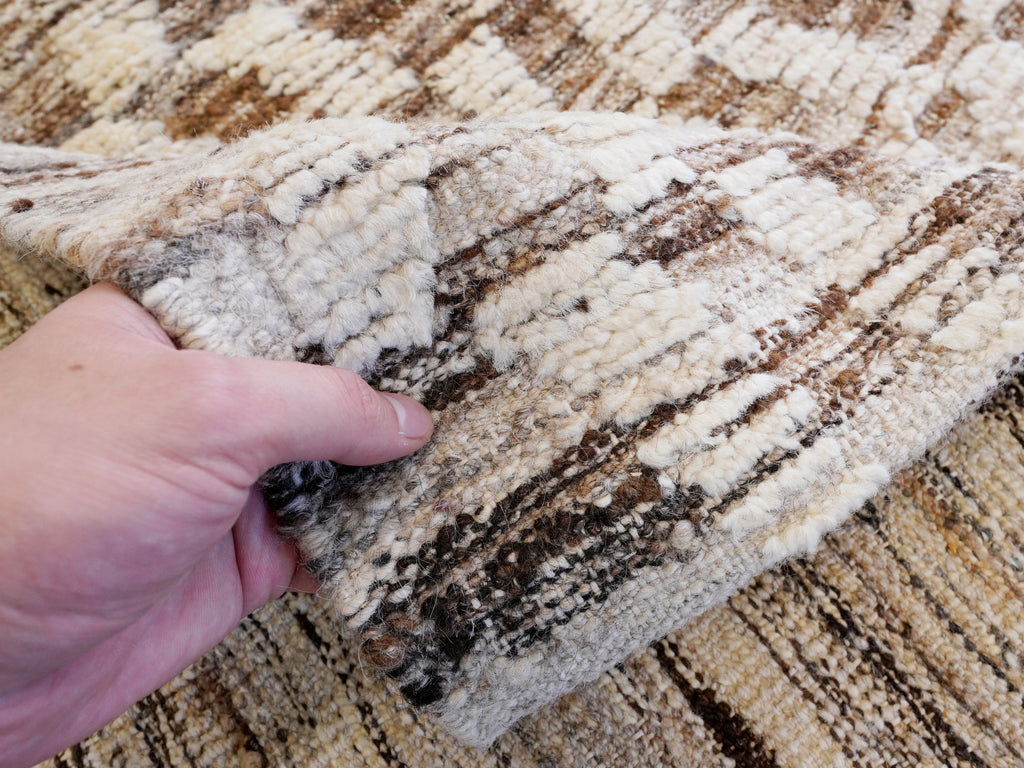 9x10 Ft Beige Moroccan Rug - Hand Knotted Area Rug
