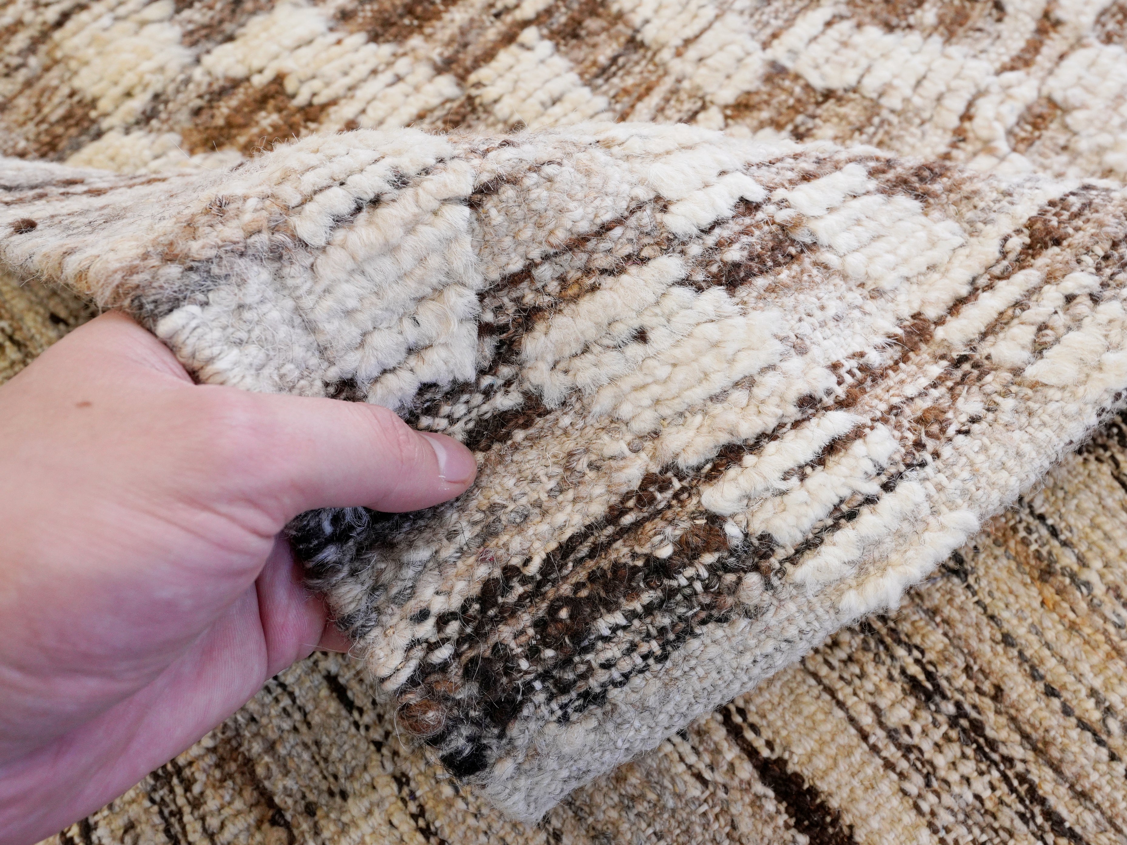 9x10 Ft Beige Moroccan Rug - Hand Knotted Area Rug