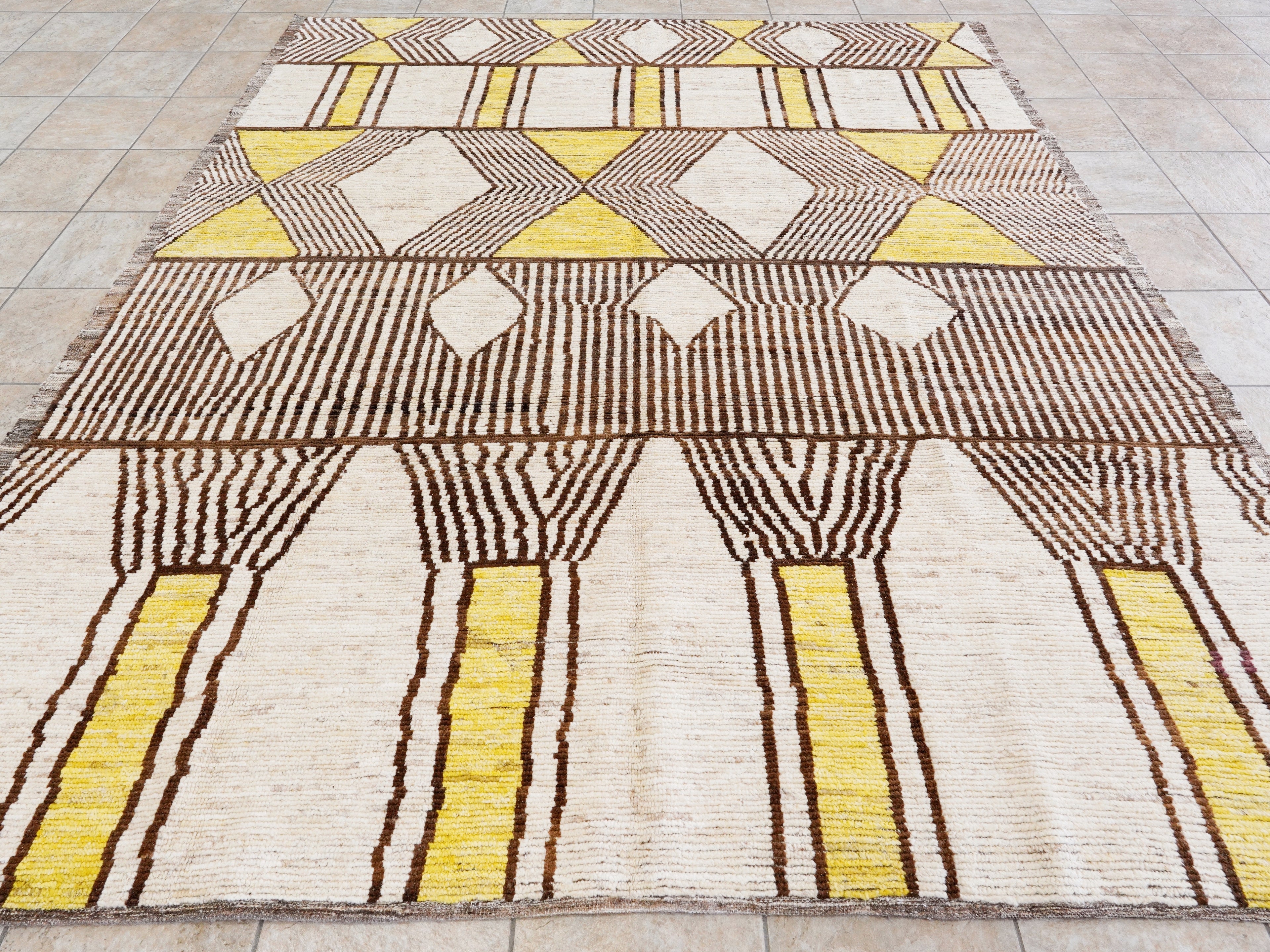 8x10 Ft Yellow Moroccan Rug - Hand Knotted Area Rug