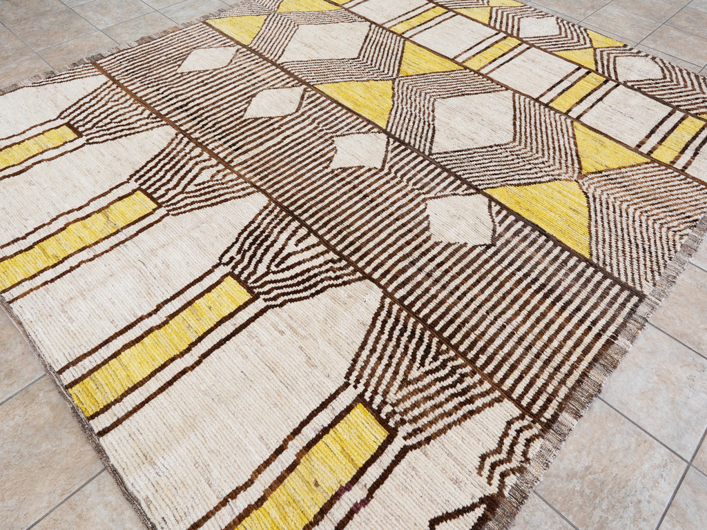8x10 Ft Yellow Moroccan Rug - Hand Knotted Area Rug