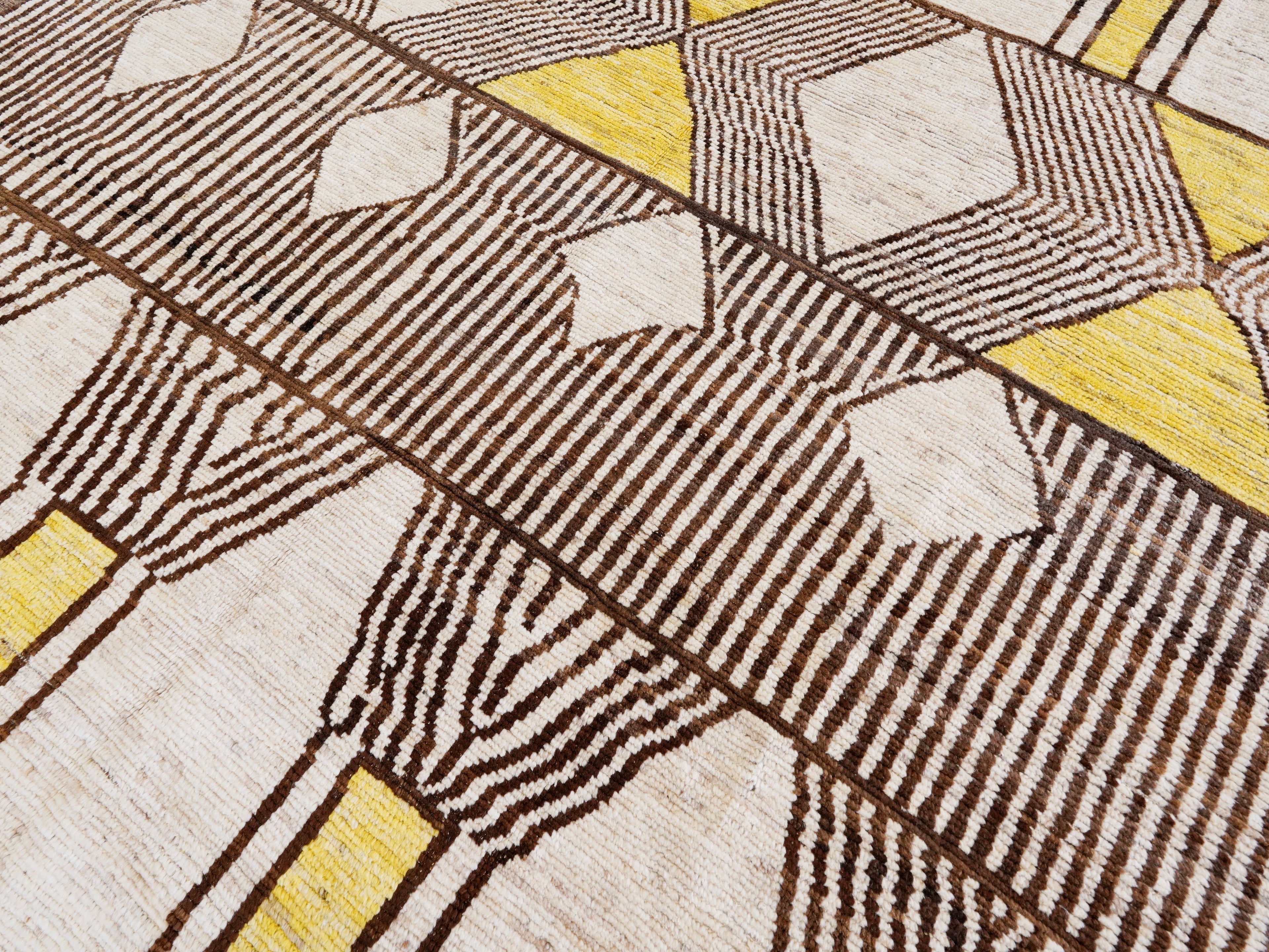 8x10 Ft Yellow Moroccan Rug - Hand Knotted Area Rug