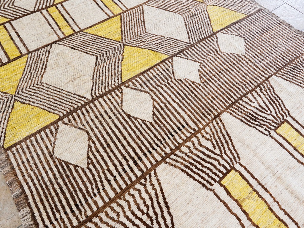 8x10 Ft Yellow Moroccan Rug - Hand Knotted Area Rug