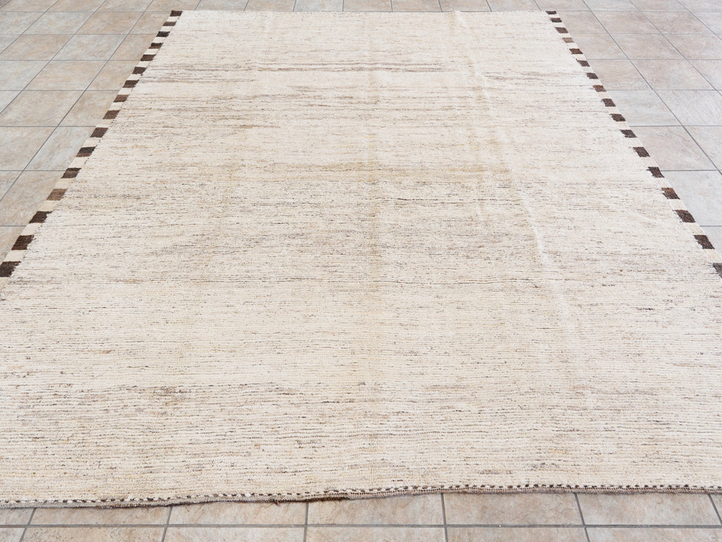 8x10 Ft Beige Moroccan Rug - Hand Knotted Area Rug