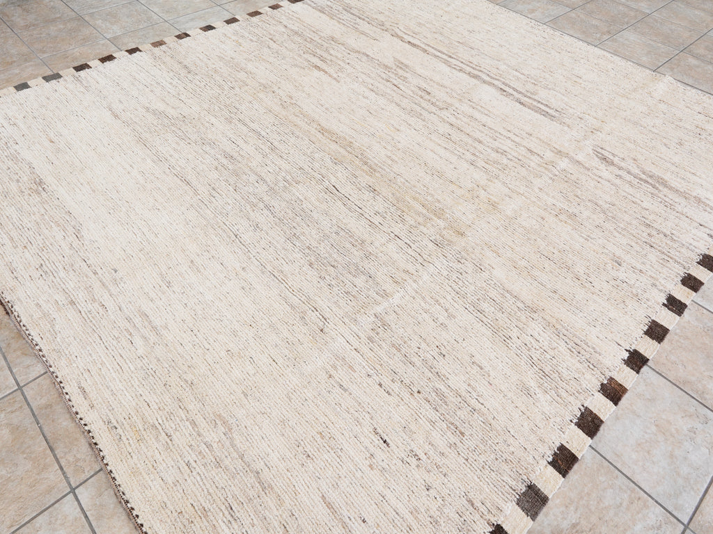 8x10 Ft Beige Moroccan Rug - Hand Knotted Area Rug