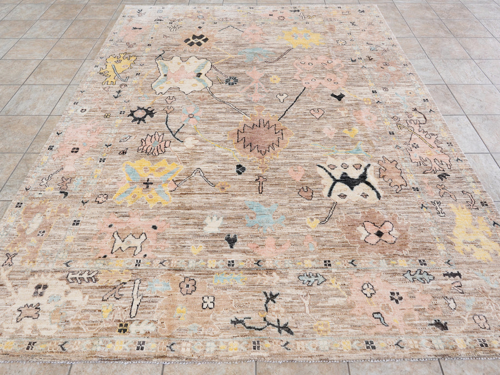 8x10 Ft Brown Oushak Rug - Hand Knotted Afghan Rug