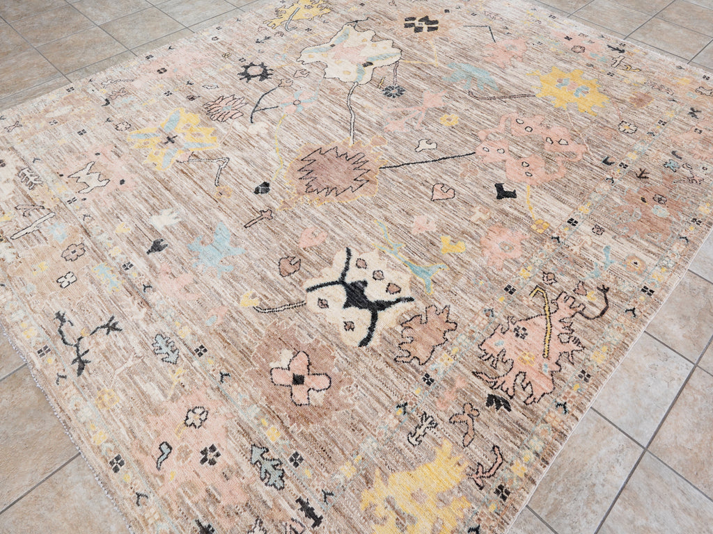 8x10 Ft Brown Oushak Rug - Hand Knotted Afghan Rug