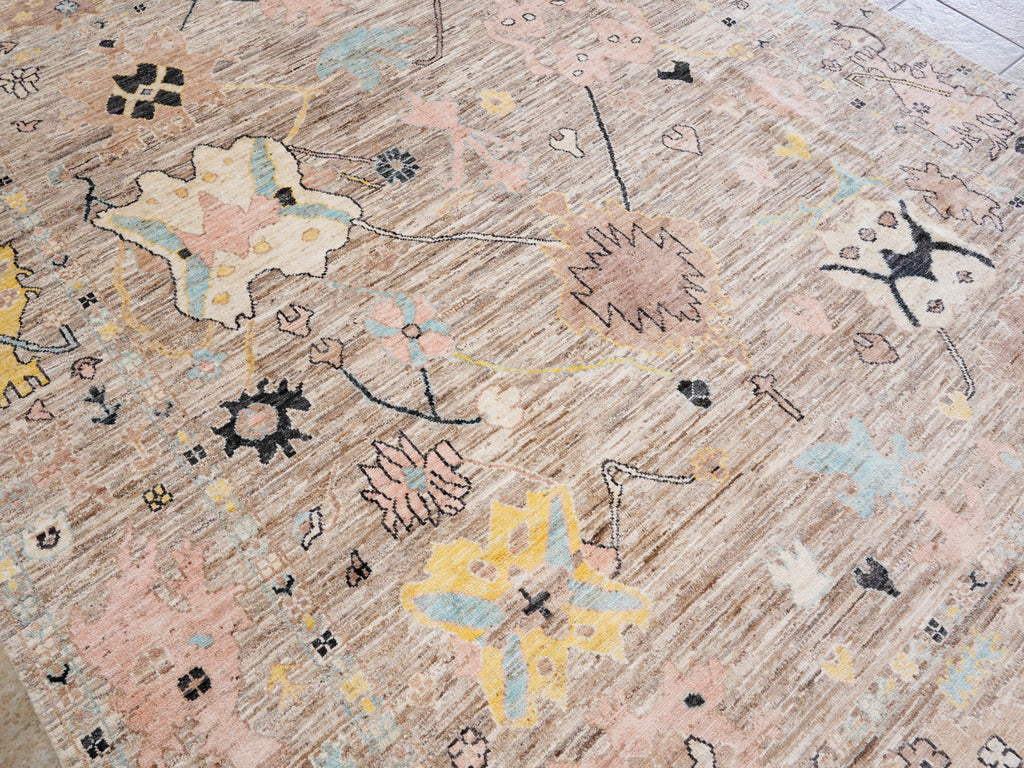 8x10 Ft Brown Oushak Rug - Hand Knotted Afghan Rug