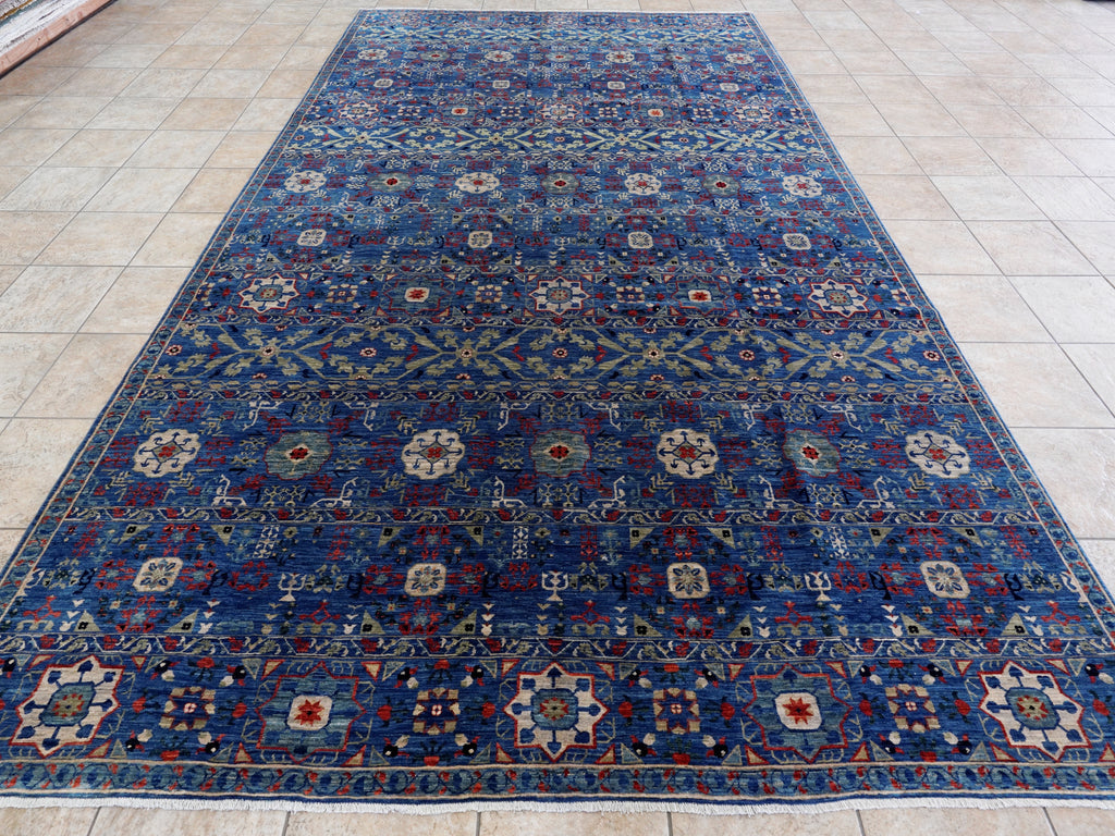 8x14 Ft Blue Mamluk Rug - Hand Knotted Area Rug