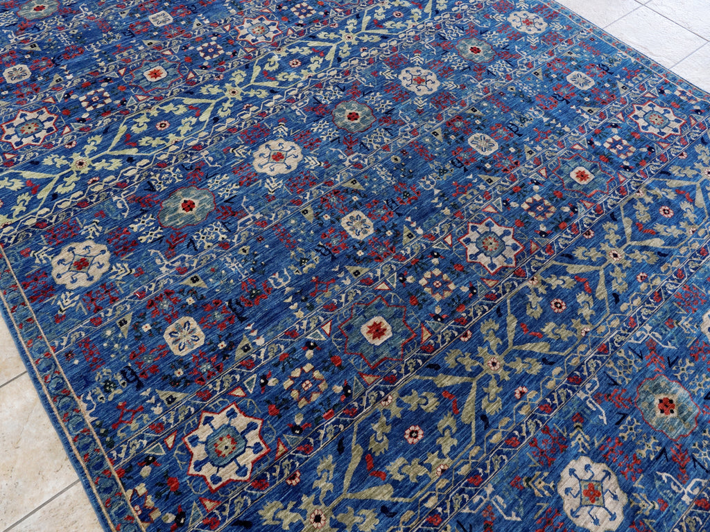 8x14 Ft Blue Mamluk Rug - Hand Knotted Area Rug