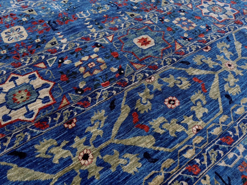 8x14 Ft Blue Mamluk Rug - Hand Knotted Area Rug