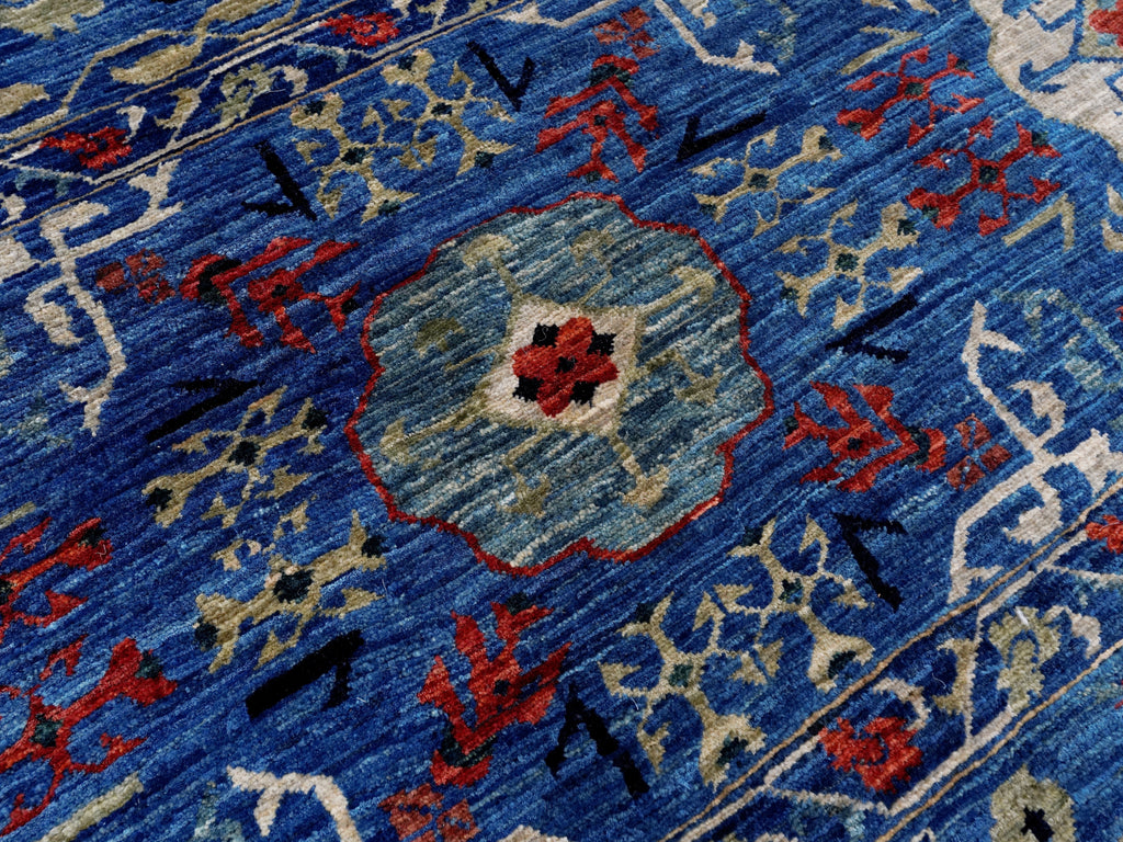 8x14 Ft Blue Mamluk Rug - Hand Knotted Area Rug