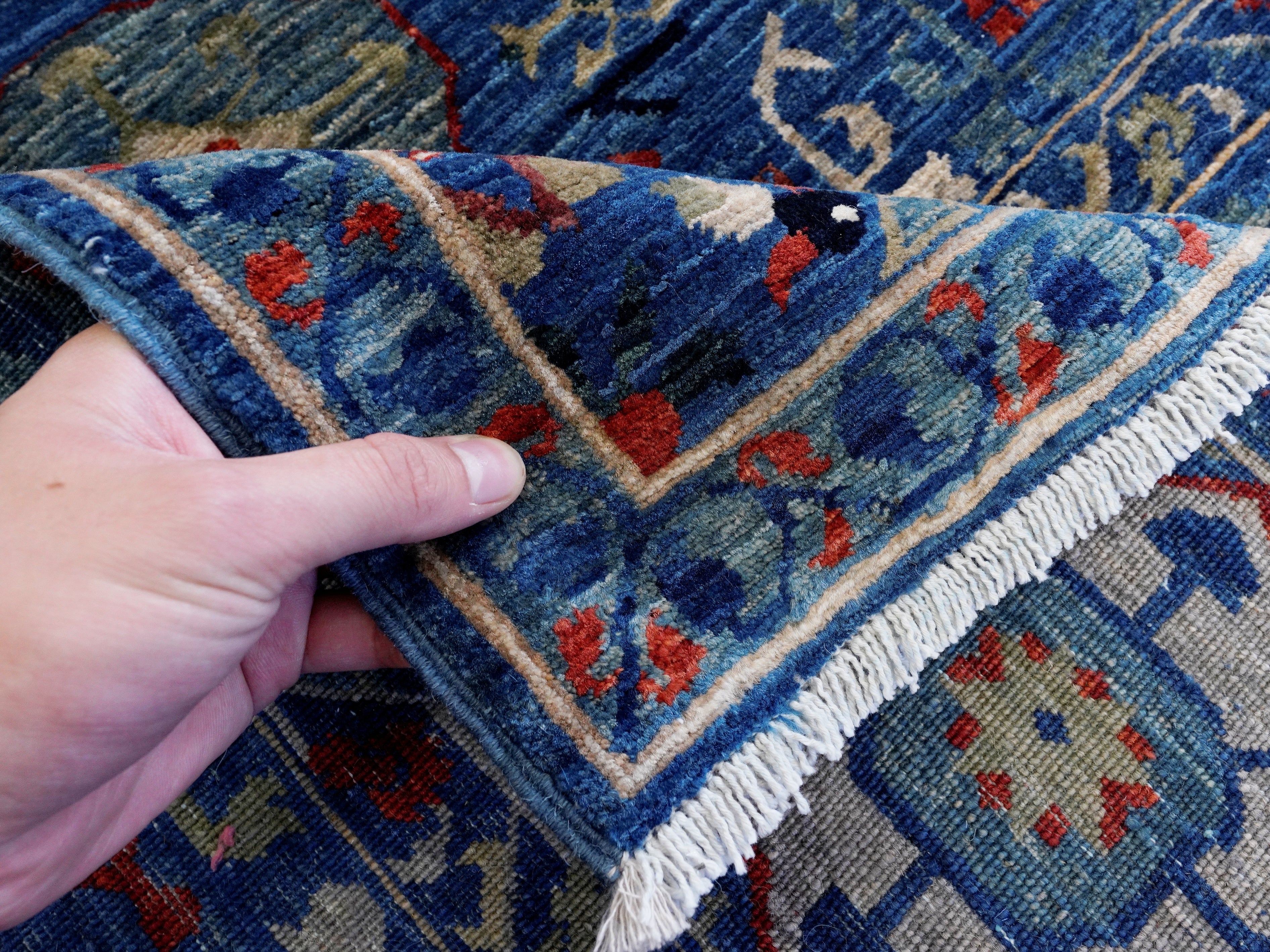 8x14 Ft Blue Mamluk Rug - Hand Knotted Area Rug