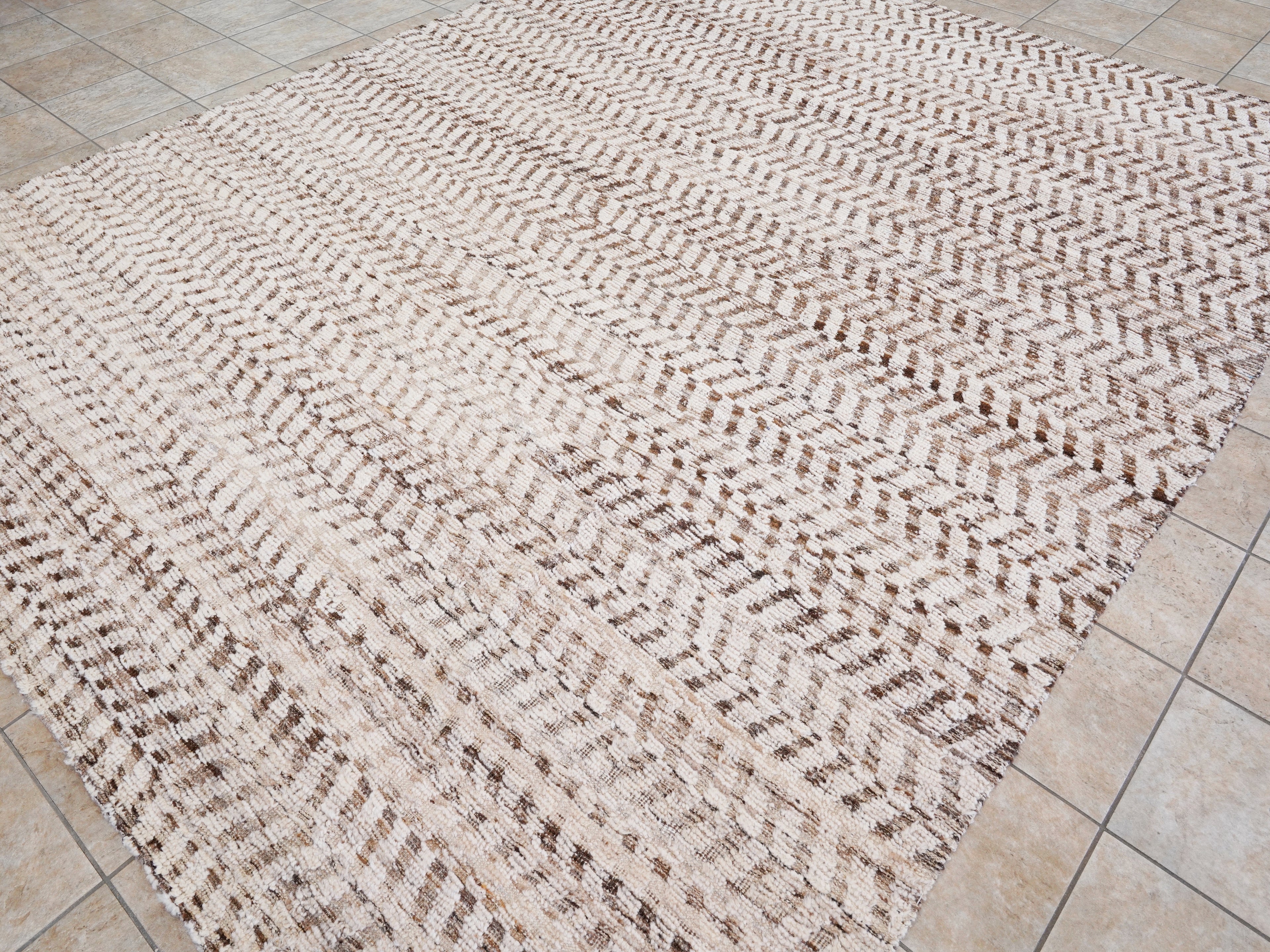 9x12 Ft Beige Moroccan Rug - Hand Knotted Wool Area Rug