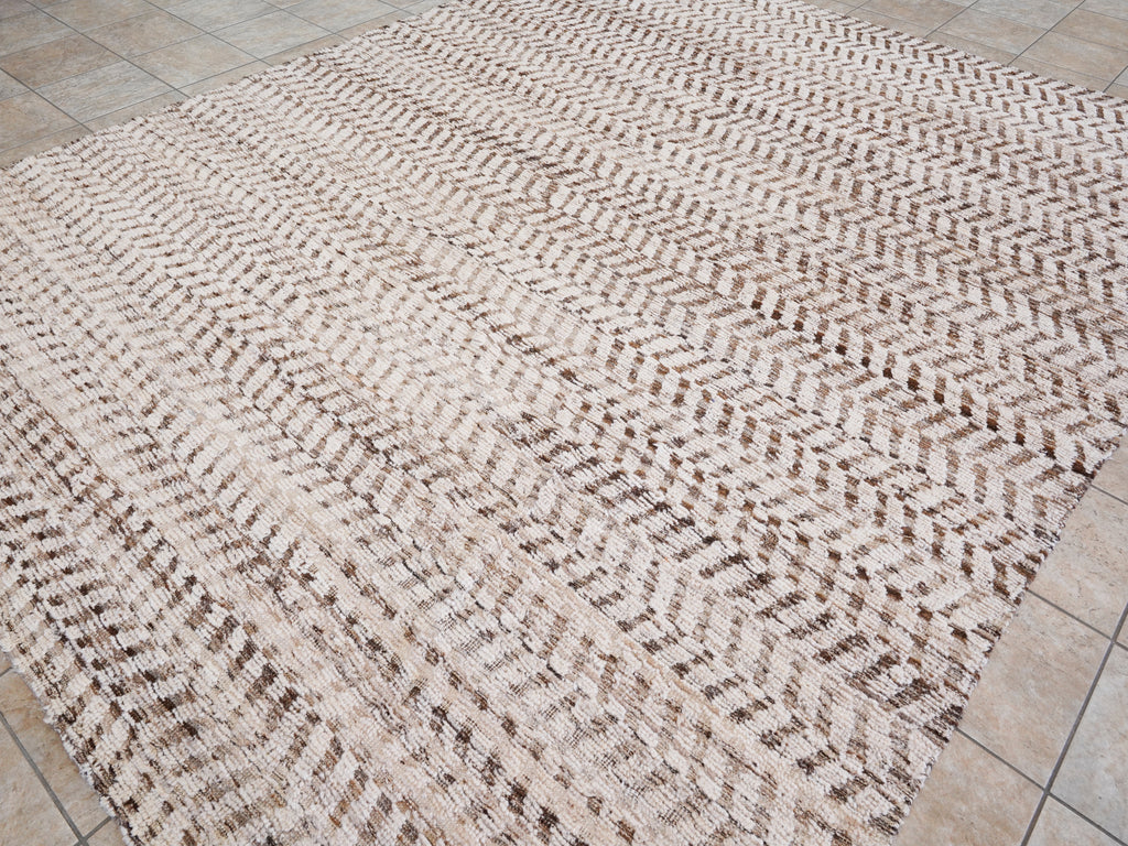 9x12 Ft Beige Moroccan Rug - Hand Knotted Wool Area Rug