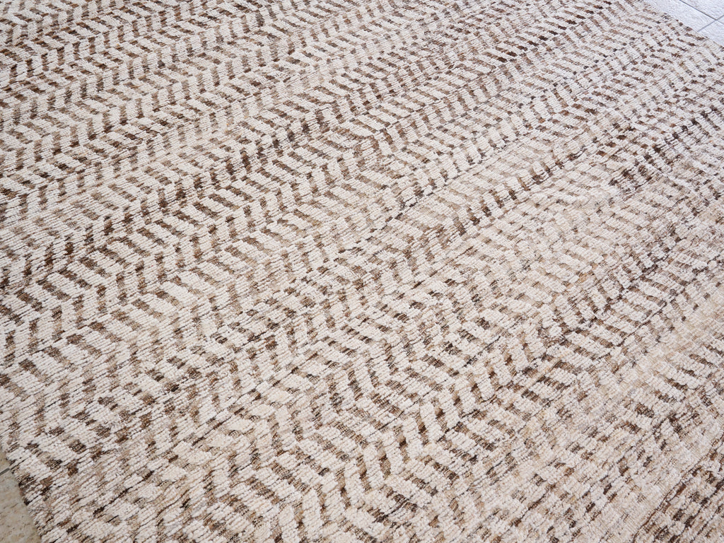 9x12 Ft Beige Moroccan Rug - Hand Knotted Wool Area Rug