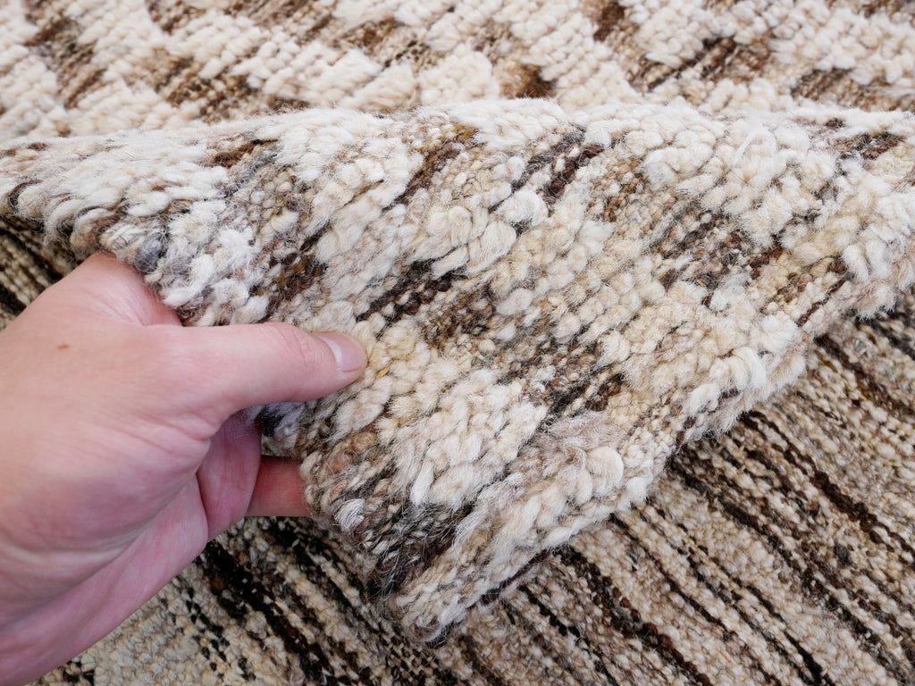 9x12 Ft Beige Moroccan Rug - Hand Knotted Wool Area Rug