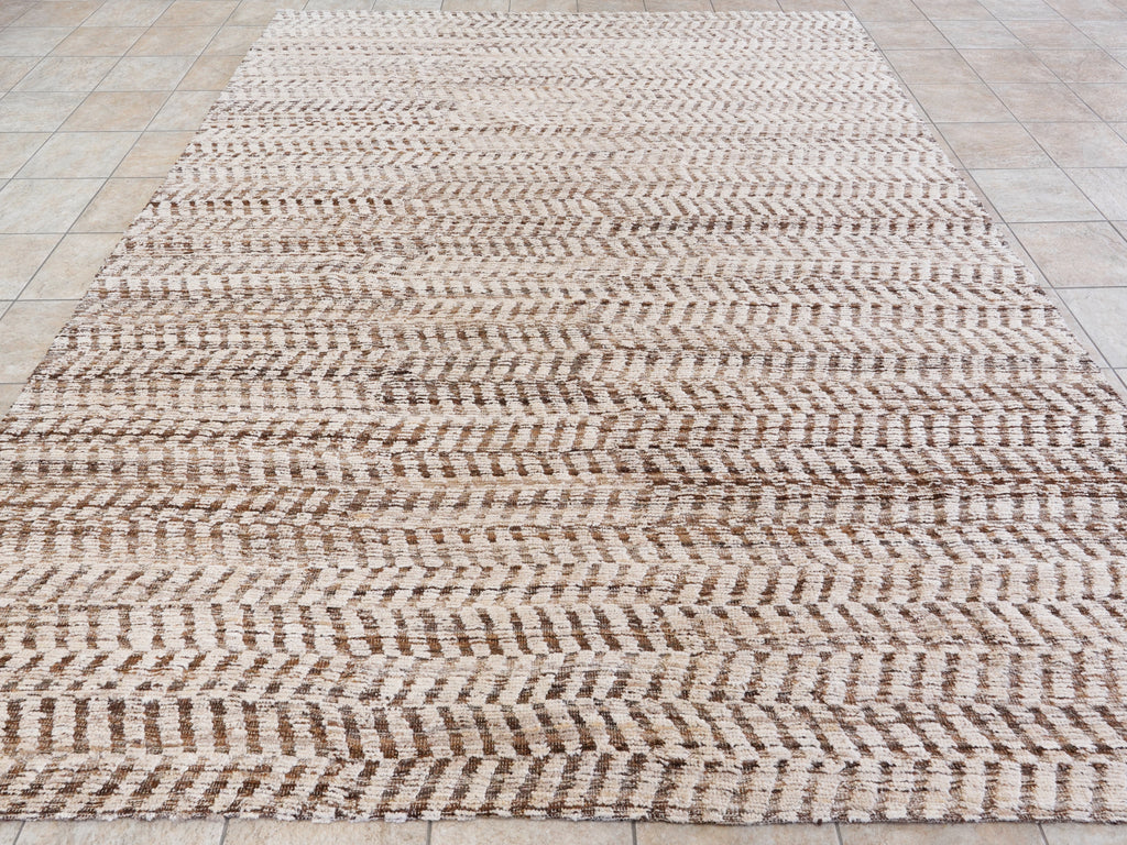 9x12 Ft Beige Moroccan Rug - Hand Knotted Wool Area Rug