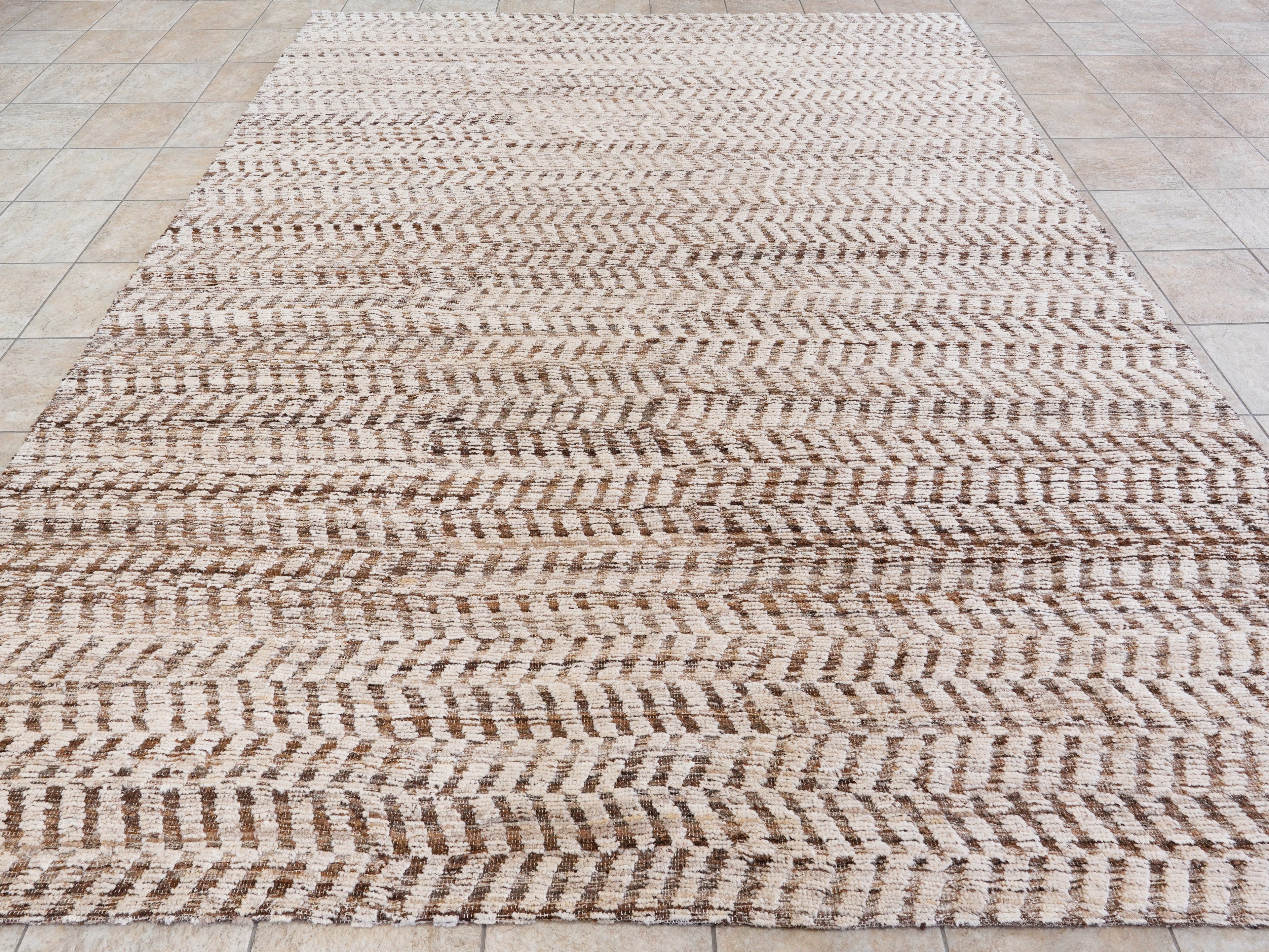 9x12 Ft Beige Moroccan Rug - Hand Knotted Wool Area Rug