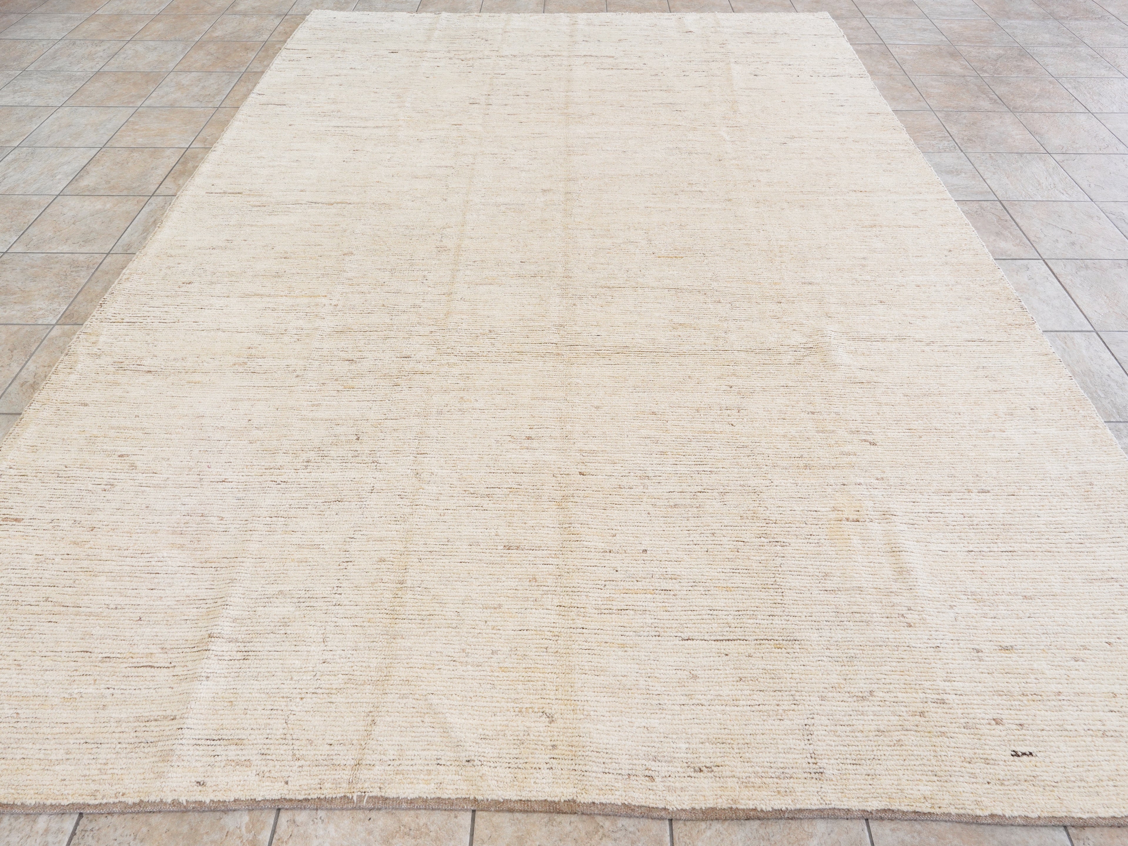9x12 Ft Beige Moroccan Rug - Hand Knotted Wool Area Rug